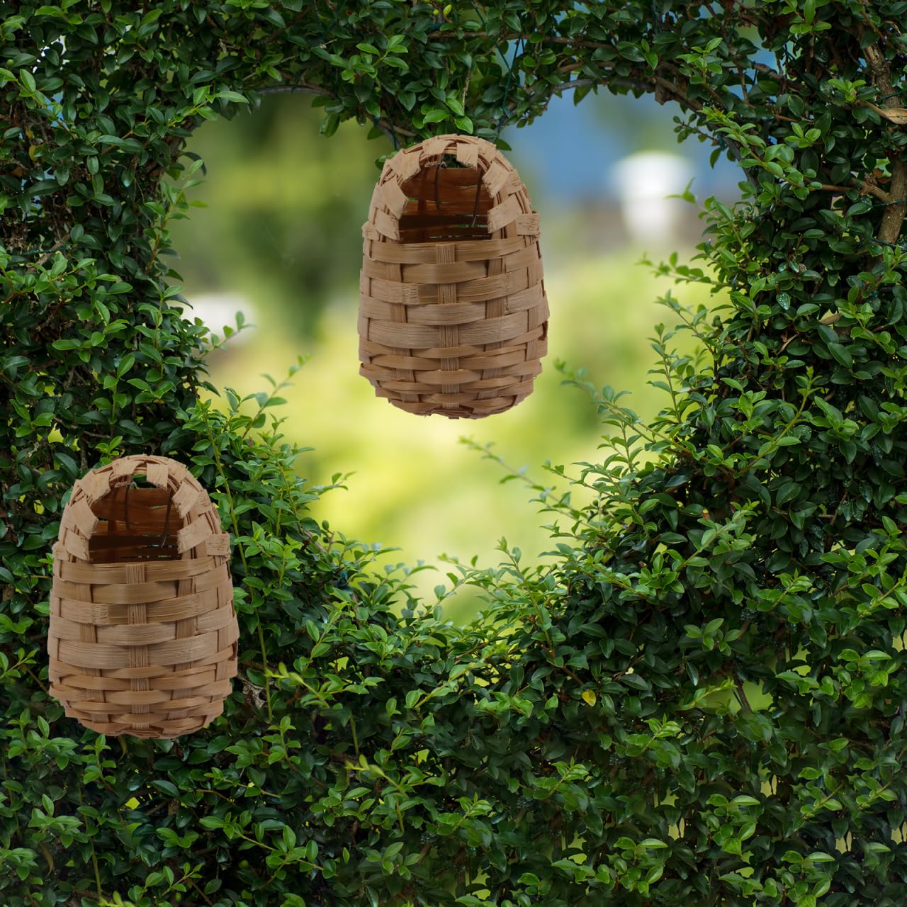 BESPORTBLE Lot de 6 nichoirs en bambou faits à la main pour oiseaux de jardin, abris d'oiseaux, nid d'élevage décoratif 10 x 7 x 12 cm
