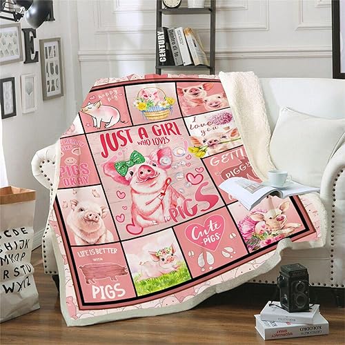 Regalos de cerdo para mujeres y niños, manta de cerdo, manta de cerdo, manta suave y cálida para el hogar, sofá, cama, 50 x 60 pulgadas