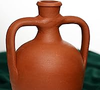 Vista 4 de Jarra de agua de ánfora de doble mango de terracota, jarra de arcilla, jarra de vino, jarrón de decoración del hogar, tarro de cerámica, regalo
