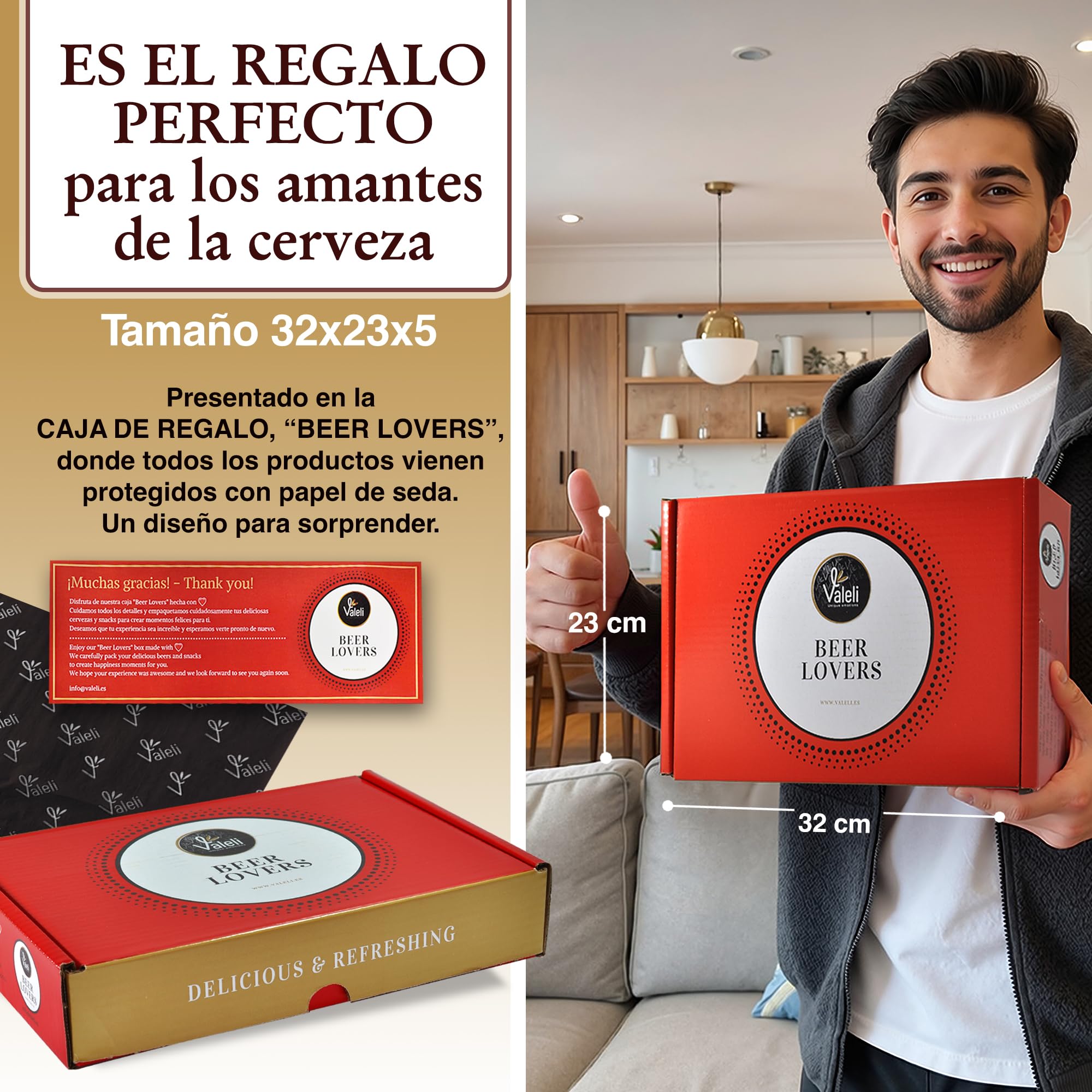 Valeli.Cesta Cervezas Estrella Galicia. Cesta gourmet regalo original con frutos secos y snacks. Regalo para él, ella, amigo, SAN VALENTÍN, cumpleaños, padre, enamorados (ESTRELLA GALICIA)
