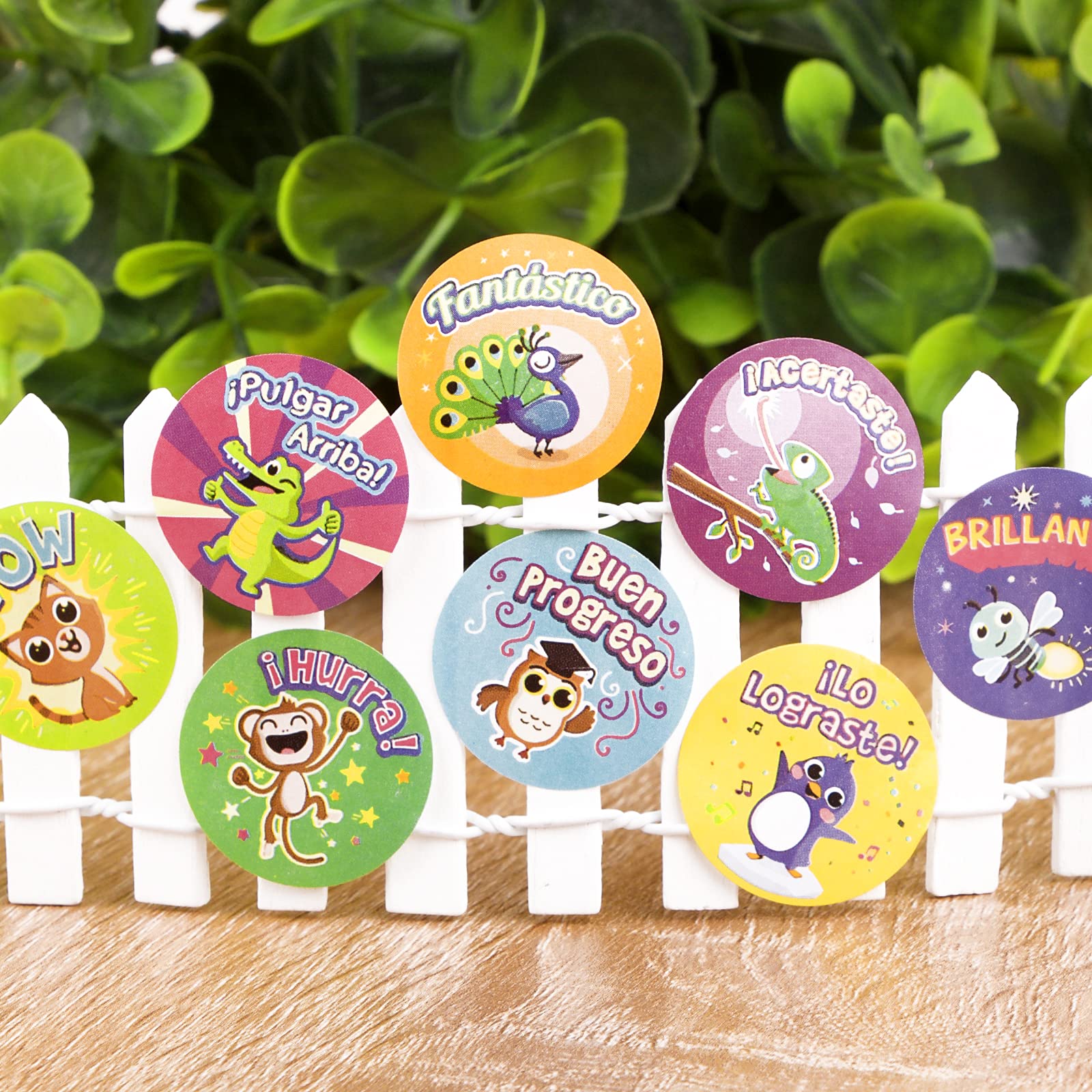 Pegatinas de recompensa en español 2,5 cm autoadhesivas animales decoración infantil profesor regalo
