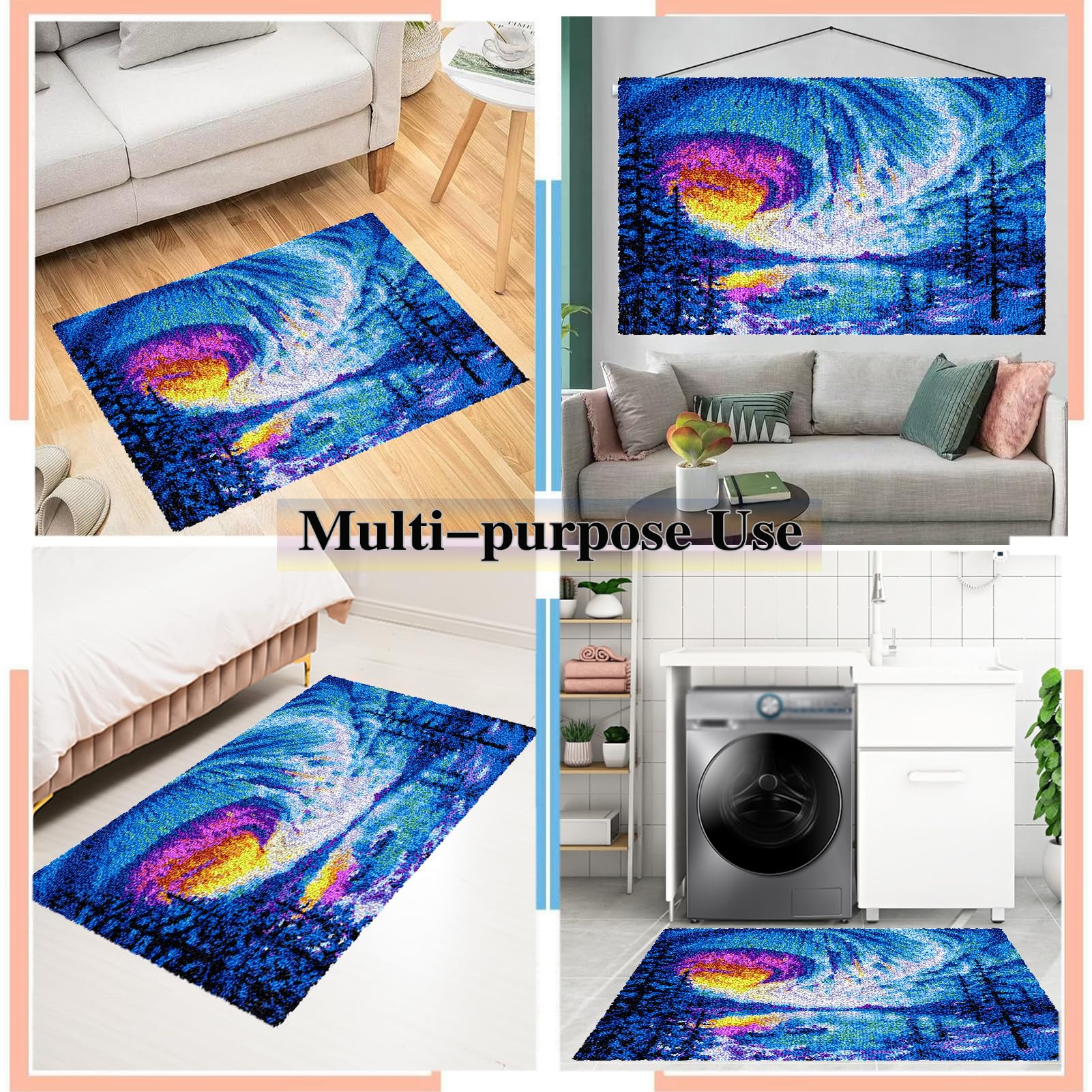 80 x 115 cm, zestawy haczyków, do produkcji dywanów, rękodzieło, z kolorowym wzorem, duży zatrzask, zestaw dywaników, zestawy do produkcji dywanów, DIY, rękodzieło, niedokończona, ręcznie robiona
