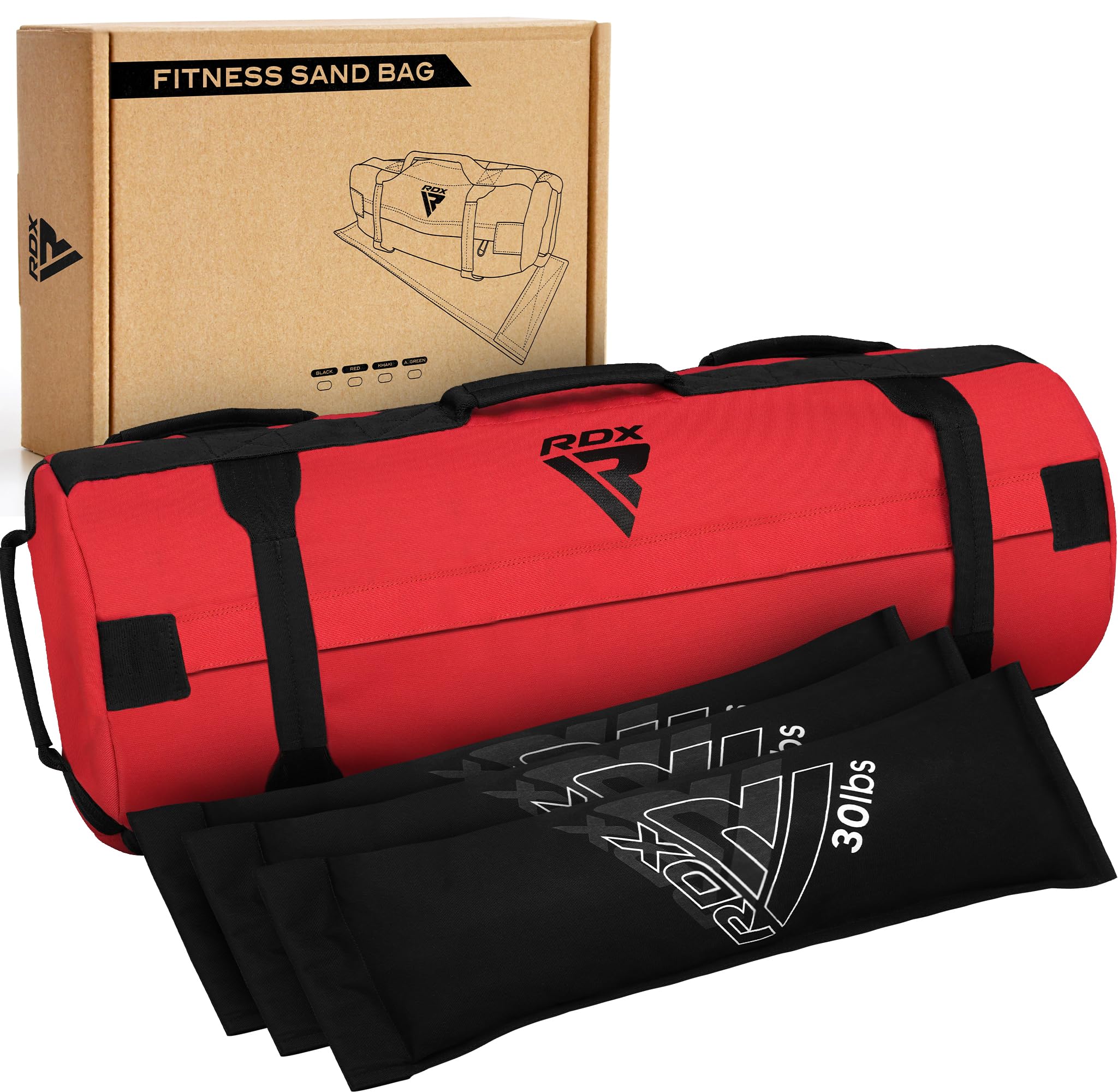 RDX Sandbag for Fitness Weights Training, Unfilled Power Bags with Handles, 2-90 KG Adjustable Weighted Slam Bag for Strength Powerlifting Running Heavy Workout Home Gym Exercises, SOLD AS UNFILLED