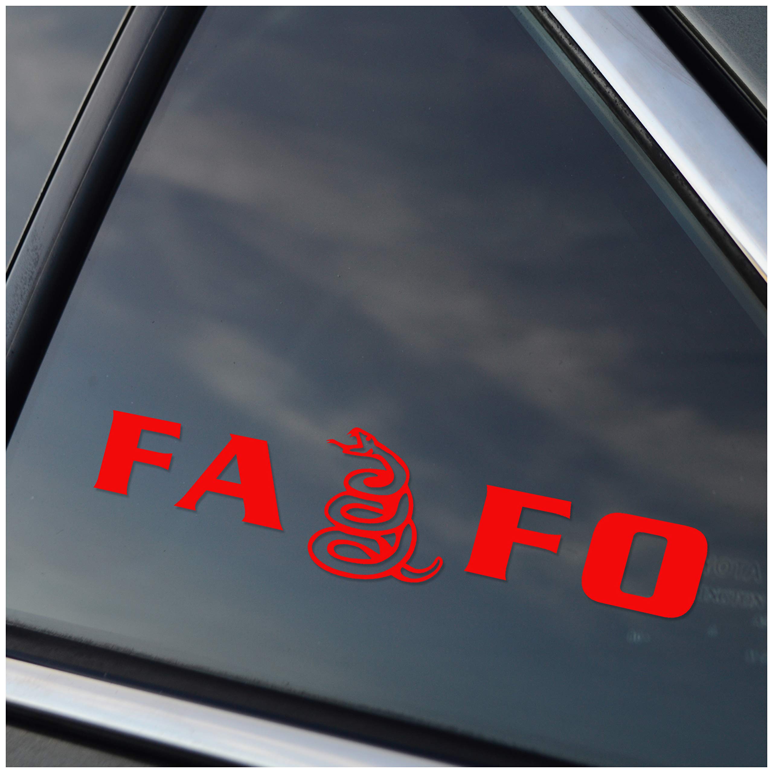 FAFO Fuck Around Find Out with Gadsden Snake Window Vinyl Decal - Matte White, Yellow, Red or Matte Black (Gloss Red)