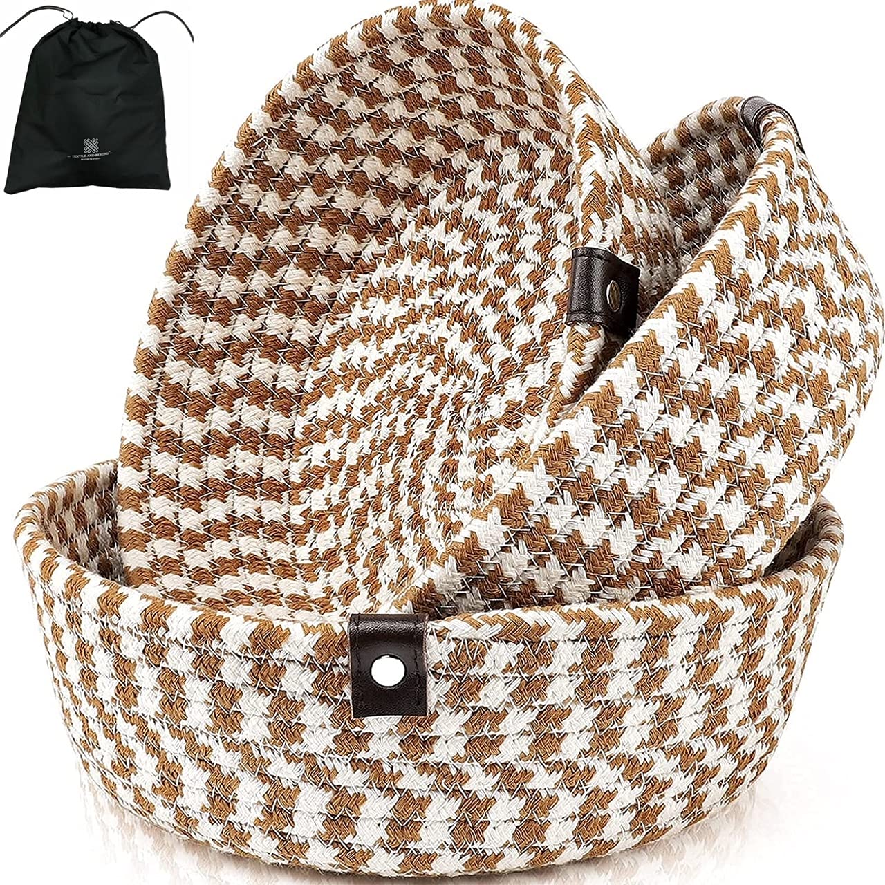 Boho Jute Rope Basket Set of 3 Multipurpose Organizer for Toys, Laundry, Fruits H&crafted Decorative Boxes for Home, Kitchen & Bathroom Storage.