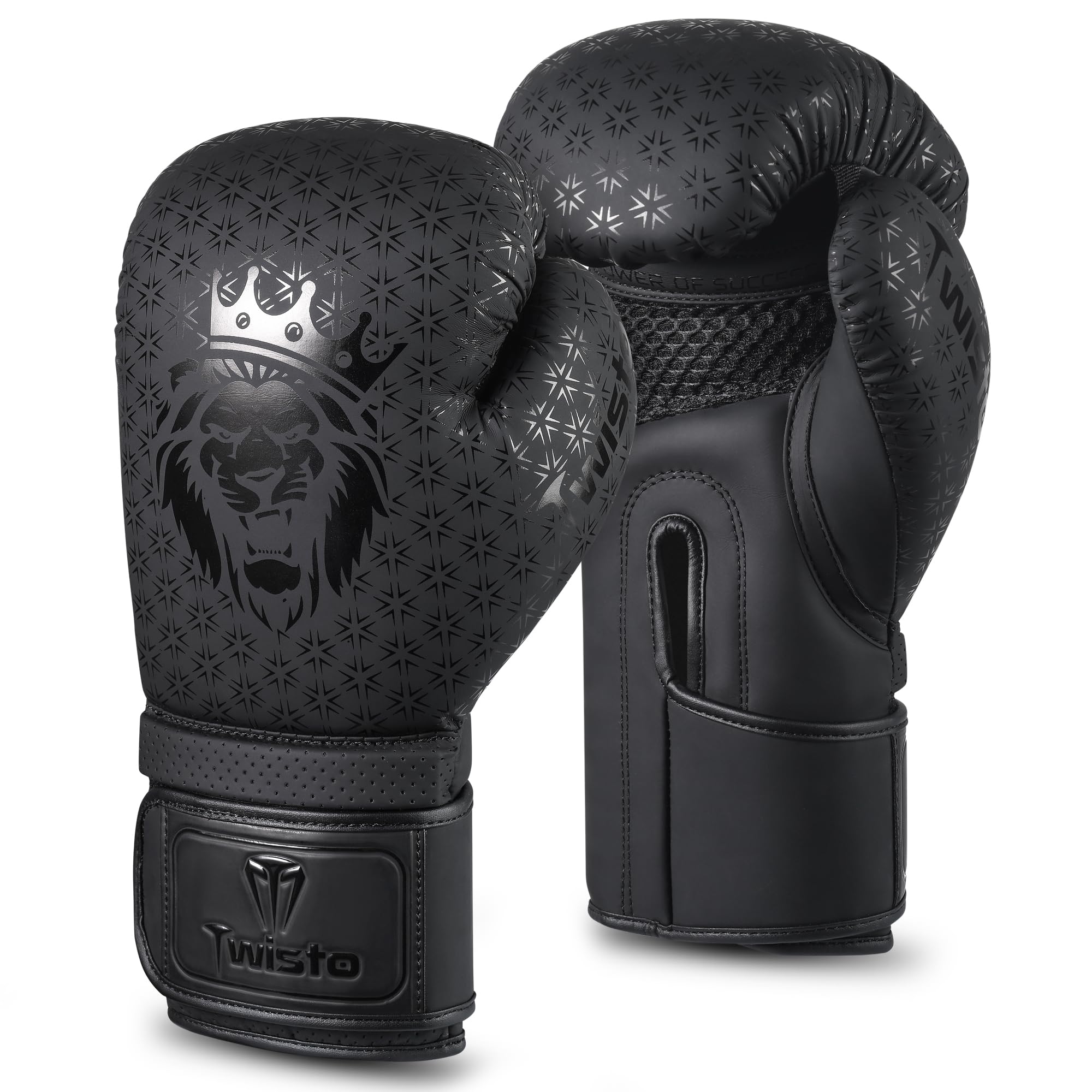 Twisto Boxing Gloves Black Rox - Pro Training & Sparring, Maya Hide Leather, Muay Thai, MMA, Kickboxing, Men, Women, Adults, Heavy Punching Bag, Focus Mitts, Pads,10oz 12oz 14oz 16oz (Black, 10 oz)