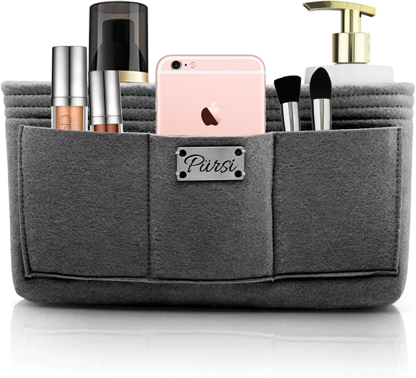 Pursi Handbag Purse Organizer Insert - Felt Fabric Multi Compartment Design