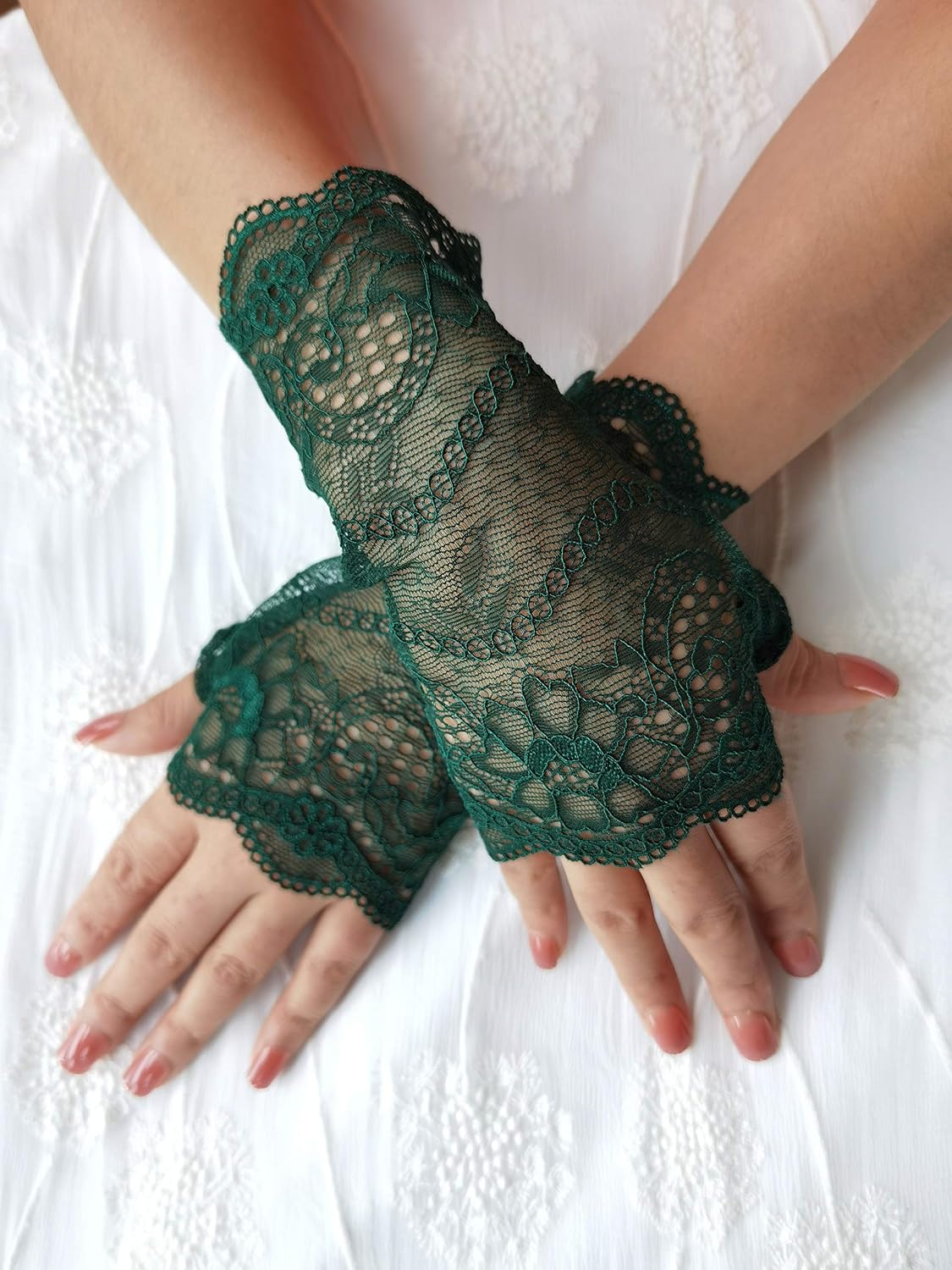 YHDDYG Women Lace Glove Fingerless Party Gloves S62
