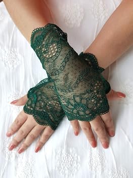 Amazon.com: YHDDYG Women's Vintage Green Lace Fingerless Gloves