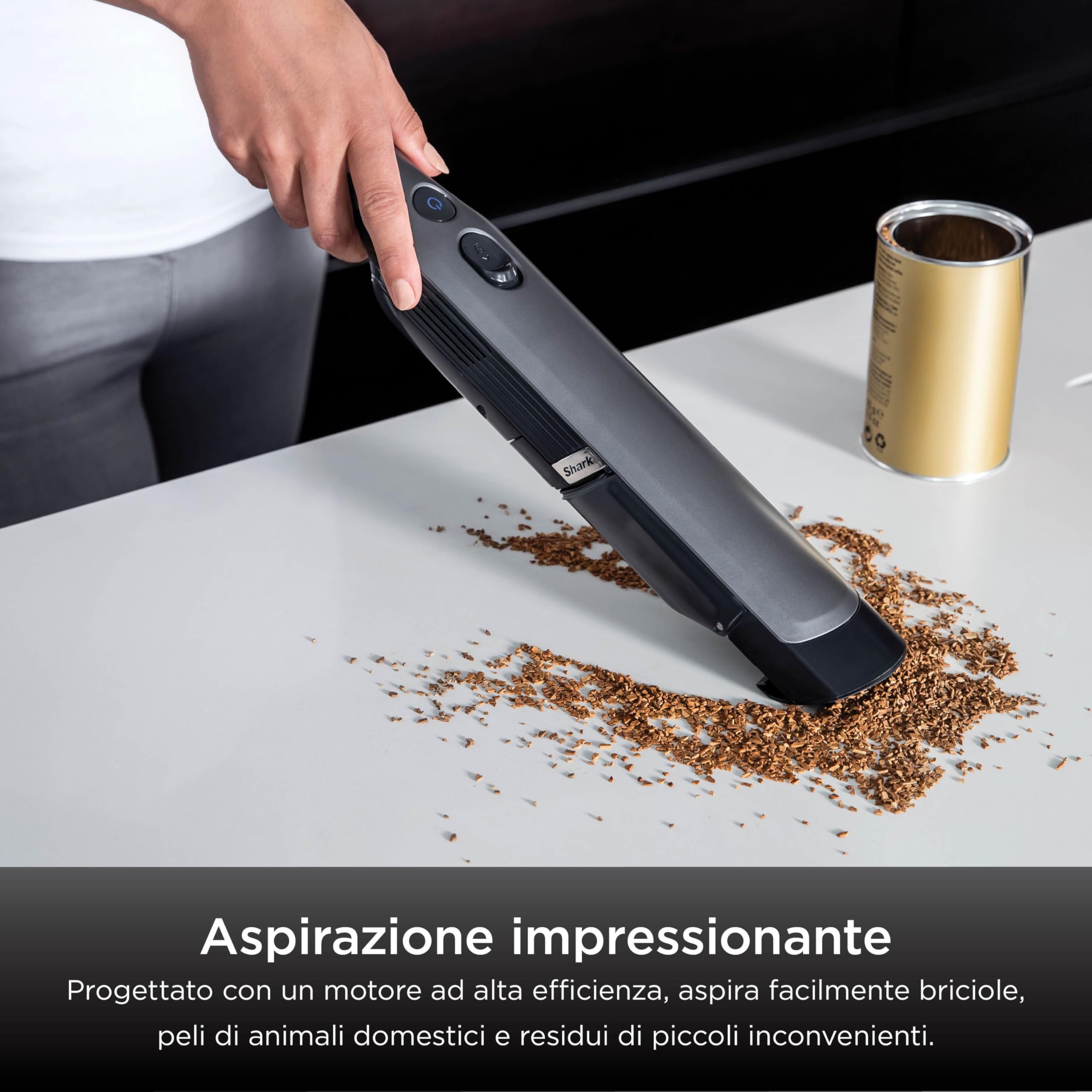 Shark WandVac 1.0 Aspirabriciole Senza Fili, Potente, Compatto e Leggero, con Bocchetta per Fessure e Accessori per Pulizia Multisuperficie, con Base di Ricarica, Grigio, WV200EU