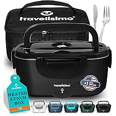 LunchEAZE Pro Cordless Heated Lunchbox – Battery-Powered, 4-Cup Capacity, 220°F Max, Automatic Scheduled Heating, Insulated Bag Included for Hot Meals Anywhere
