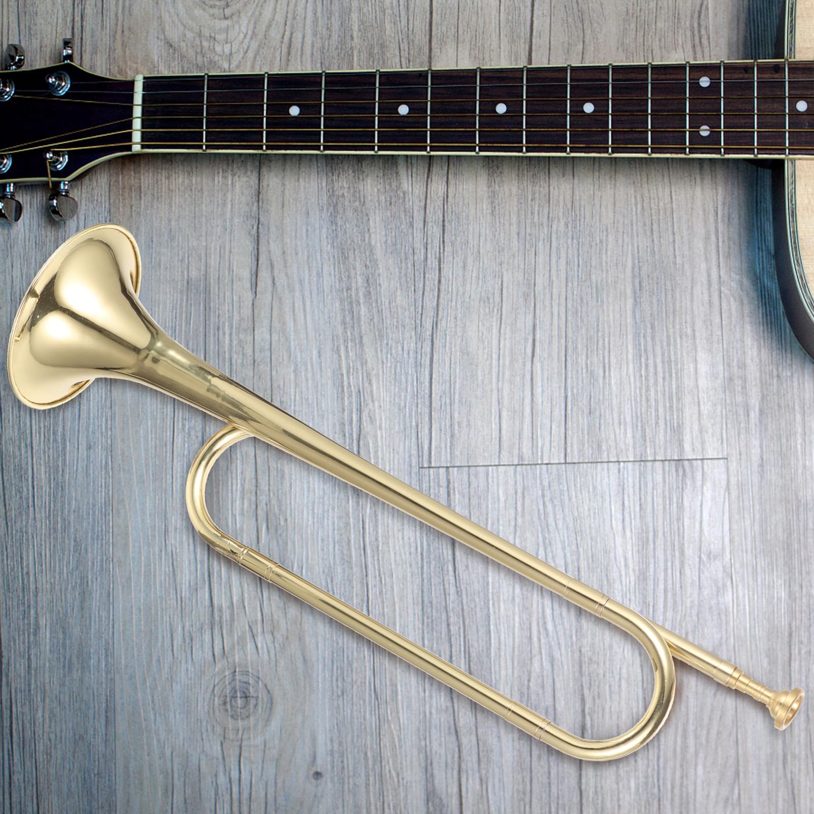 Trompeta Juguete Portátil de Latón Dorada para Estudiantes Diseño Creativo Instrumento Musical para Iniciación Infantil para Aprendizaje Musical