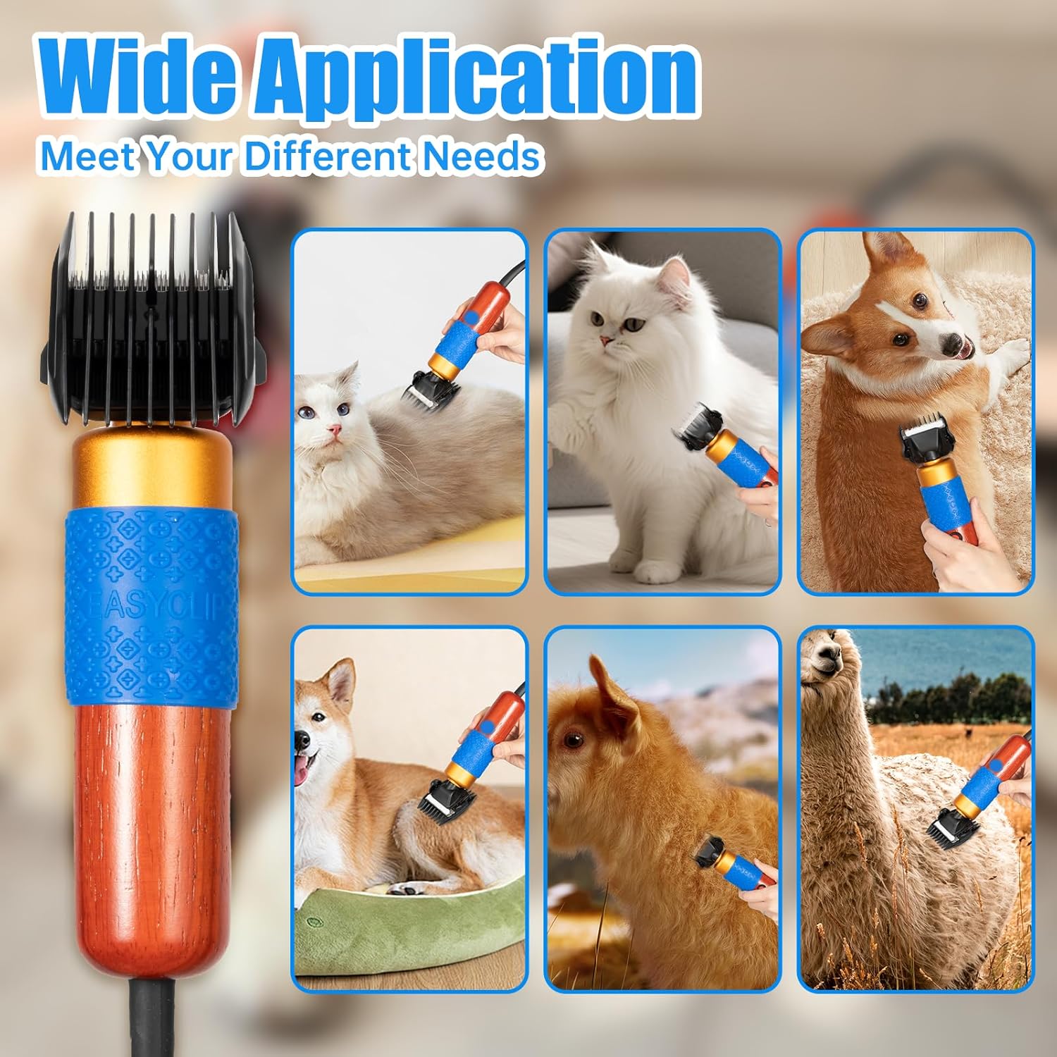 200W Electric Sheep Shears – Professional Animal Clippers with 2 Blades, 10ft Cord, Low-Noise & Safe Design for Sheep, Goats, Alpacas, Horses, Dogs, and Rabbits