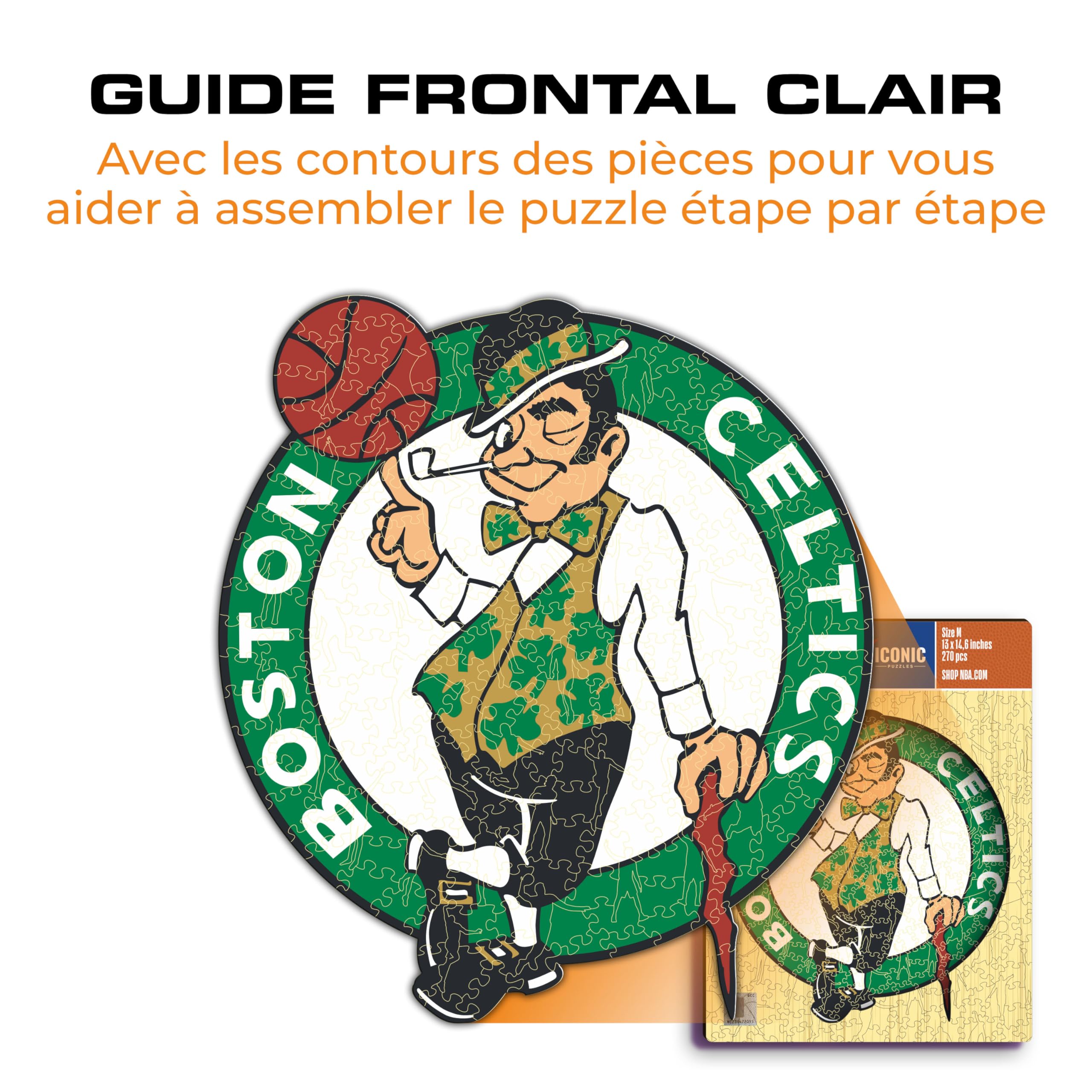 Iconic Puzzles - Boston Celtics, Logo, Puzzle en Bois sous Licence Officielle NBA, 100% Durable, Taille S, 150 pièces