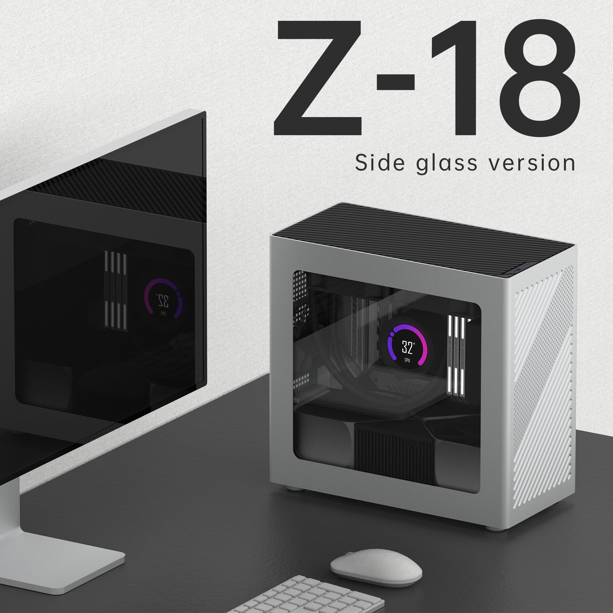 COOJ Z-18 MATX CNCアルミ PCケース スペースグレイ Amazon.com: COOJ Z18 Side Glass,matx Micro-ATX/Mini-ITX Gaming PC