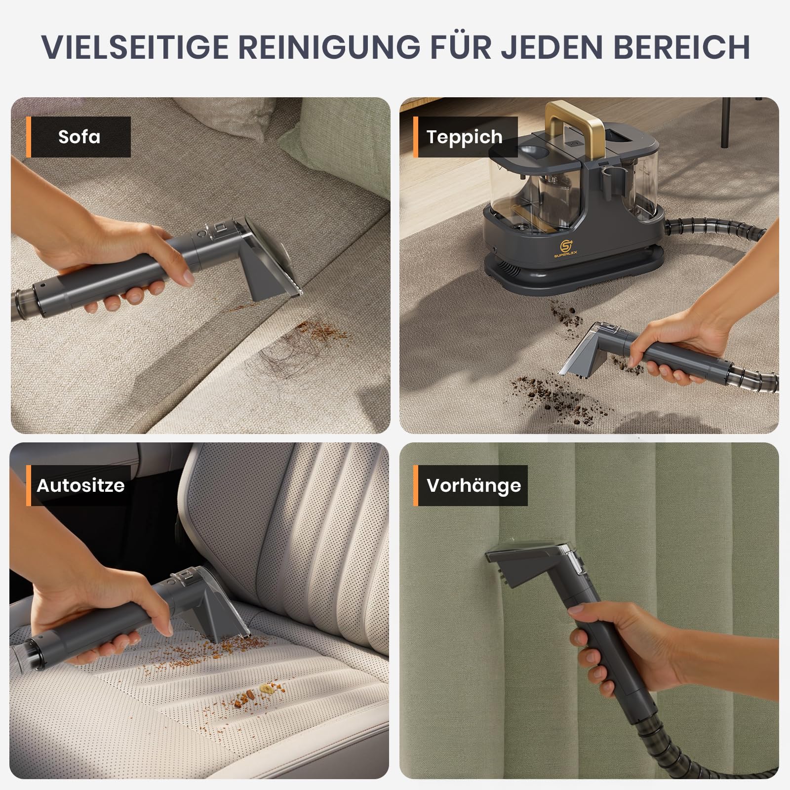 Polsterreiniger Gerät, 650 W, 13 kPa Teppichreiniger & Waschsauger