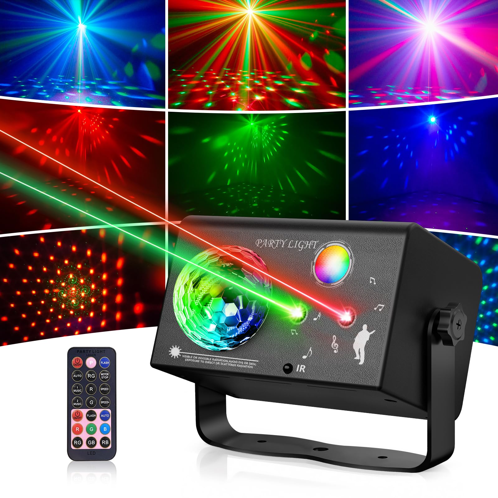 boule disco led 3-en-1 avec télécommande