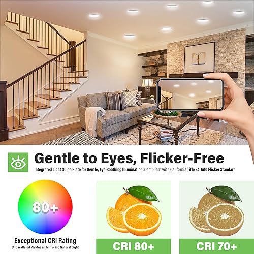 Miniatura 3 de Lámpara de techo de montaje empotrado de 5.5 pulgadas, regulable con ETL CERT, luz LED blanca de 5000 K, lámpara de techo redonda ultrafina para