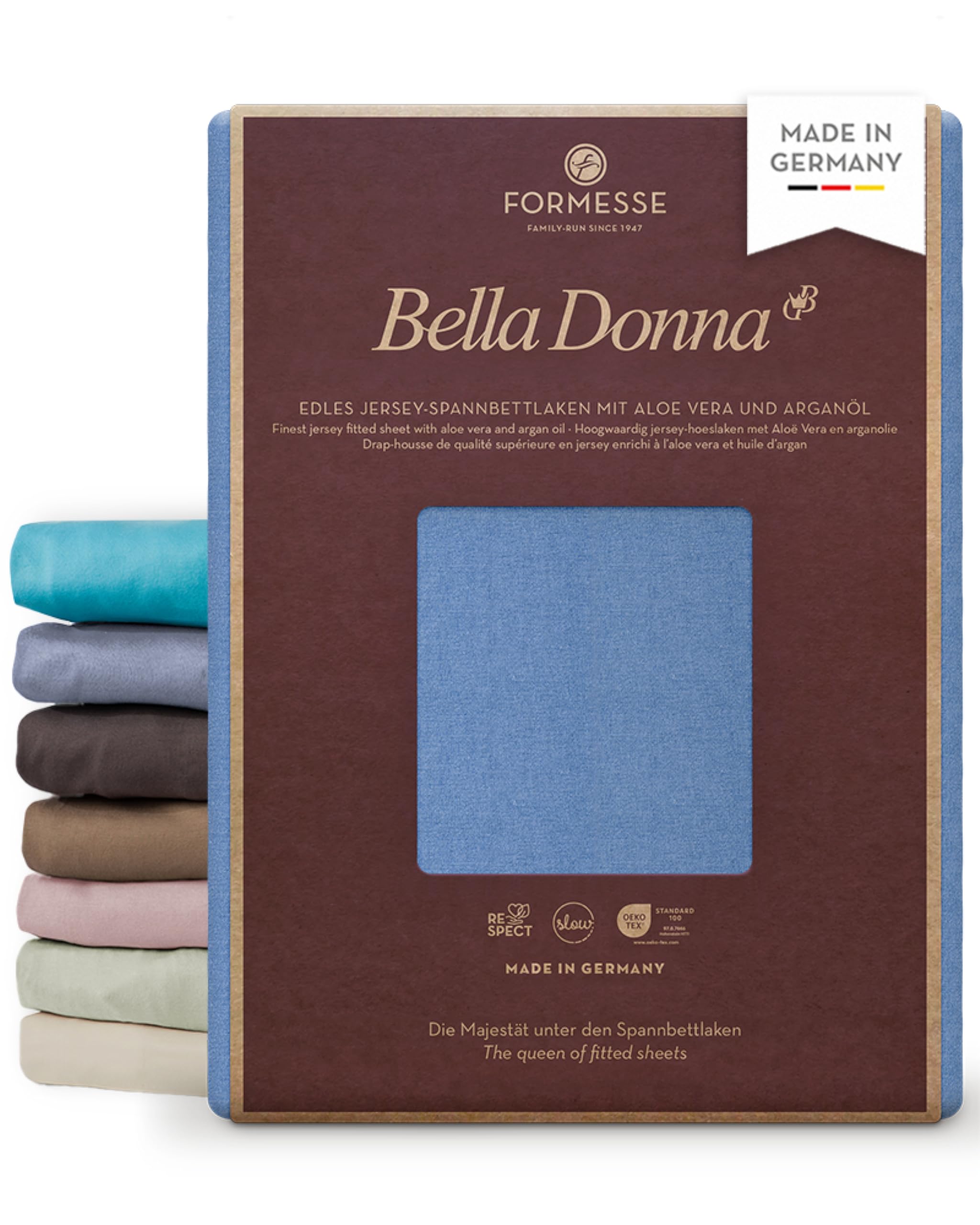 Formesse Prześcieradło z gumką Bella Donna Jersey, rozmiar 90x190-100x220, kolor 0211 niebieski dżinsowy