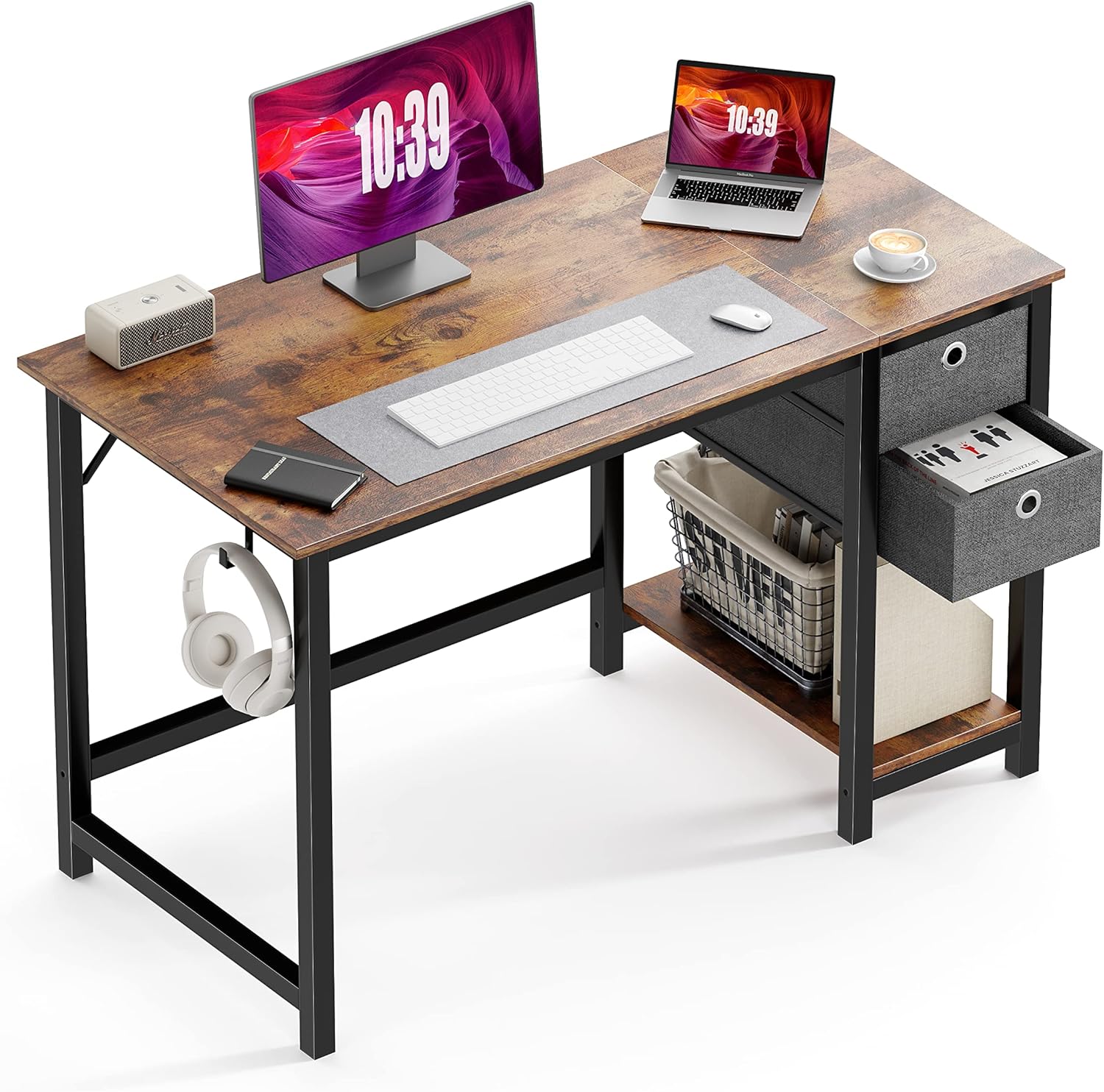 Computer Desk with Drawer Home Office Desks 48 Inch Writing Desk Work Desk PC Table