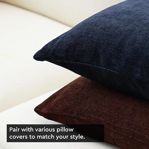 Miniatura 9 de Encasa - Juego de 2 fundas de almohada de felpilla gruesa, color azul marino, (20 x 20) (19.7 x 19.7 in), fundas de almohada cuadradas decorativas