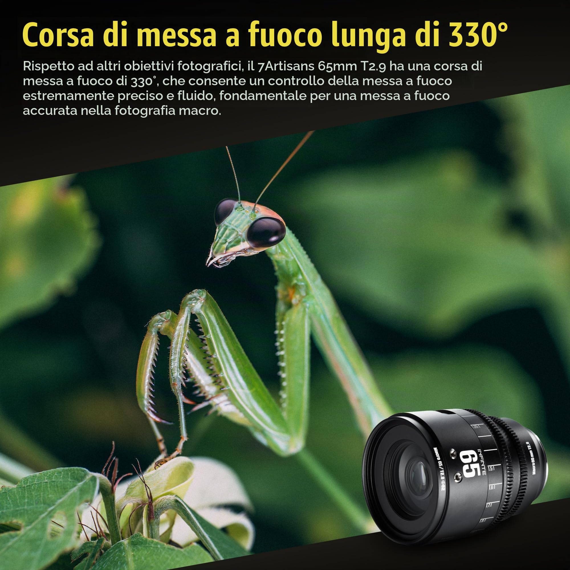 Obiettivo cinematografico a focale fissa 7artisans MF65mm T2.9 Macro 2X Infinite Series, full-frame, a grande apertura, compatibile con Nikon Z Mount Z9, Z8, Z7, Z72, Z6, Z62, Z63, Zf, Z5, Z5II