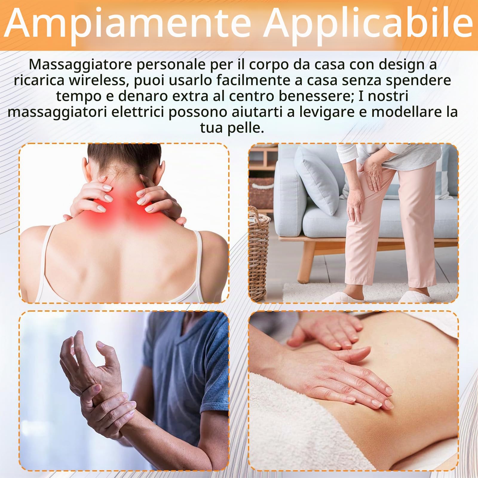 Massaggiatore Elettrico Anticellulite, Massaggiatore Linfodrenante Portatile Senza Fili, con 8 Testine Massaggianti, Rassoda Modella Allevia la Stanchezza per Spalle Vita Addome Glutei e Gambe