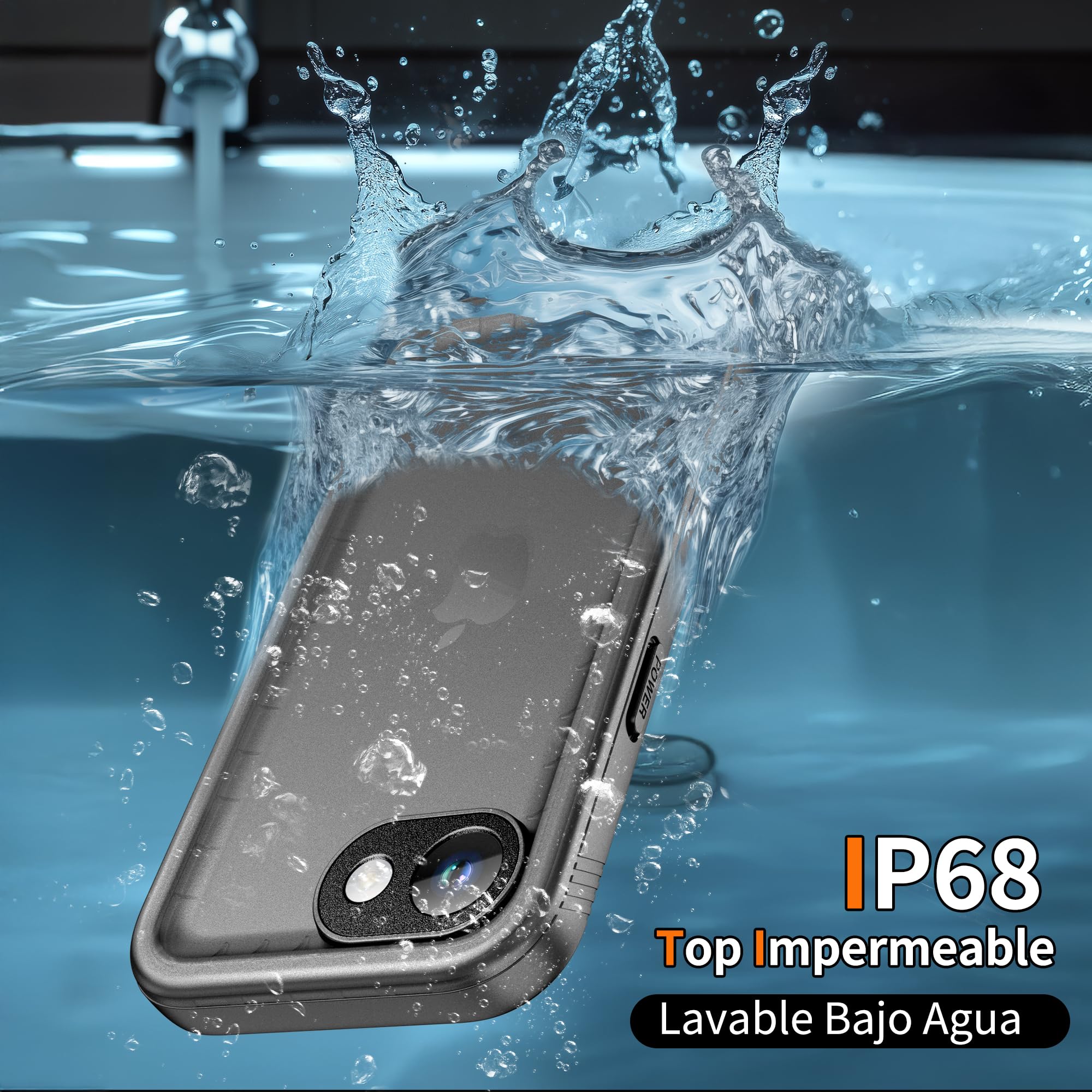 Cozycase Top Resistente Funda para iPhone 16e 17e Impermeable Antigolpes Militar 360 Grados Carcasa 16 17 e Doble Waterproof Acuatica Sumergible Agua con Protector Camara Pantalla