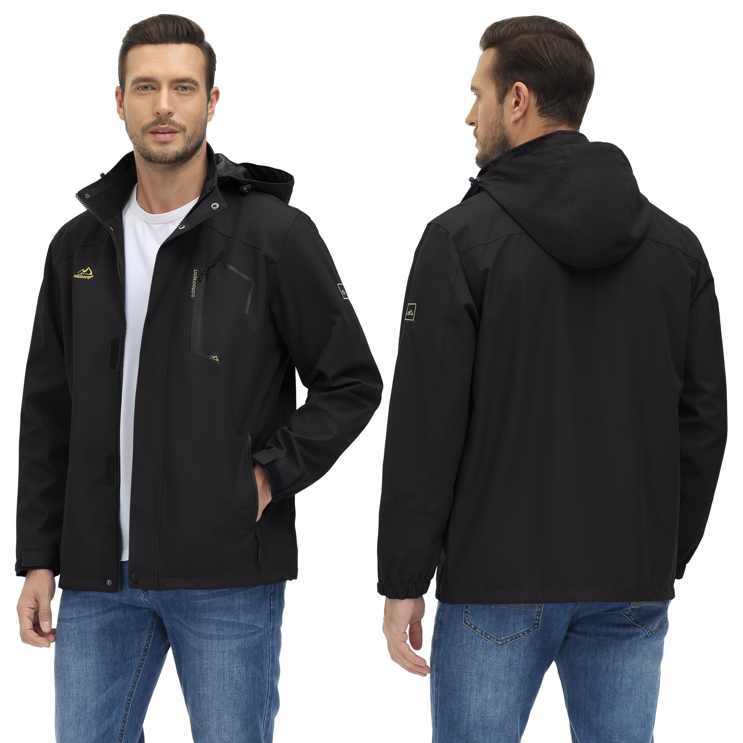 TACVASEN Chaqueta Impermeable con Capucha para Hombre Abrigo para Caminar a Prueba de Viento Ligero Senderismo Ciclismo al Aire Libre