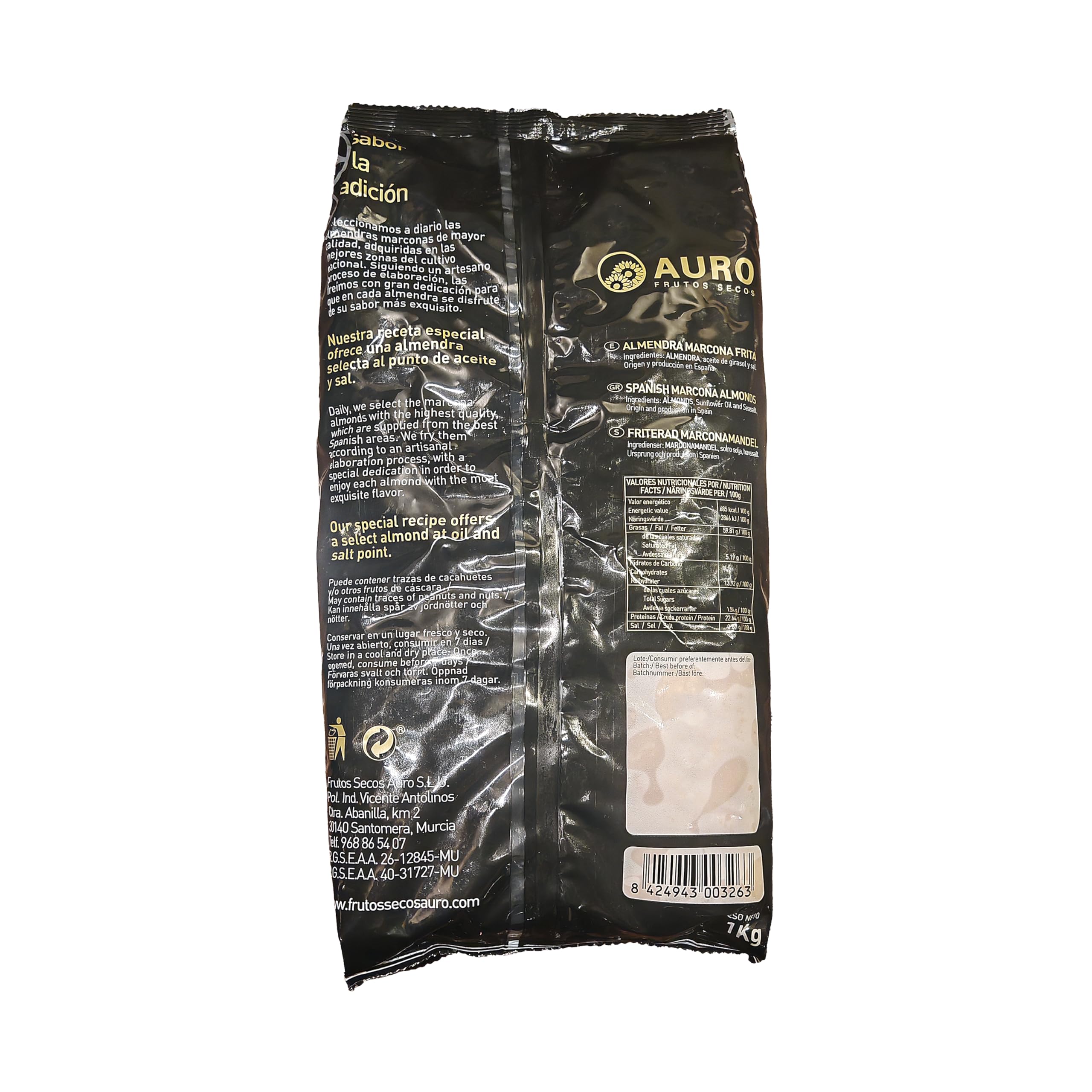 Almendras Marconas Fritas Selectas 1kg Origen Español