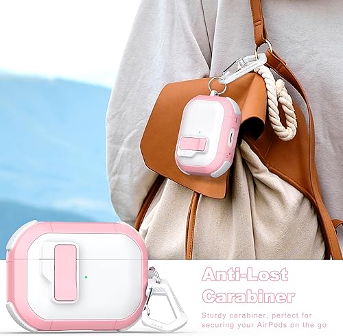 Miniatura 3 de Funda para AirPods Pro (21 generación), diseño de doble color con tapa desplegable automática, incluye herramienta de limpieza, duradera y a prueba