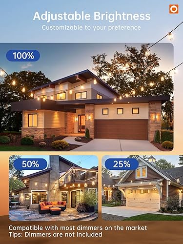 Miniatura 8 de addlon Tira de luces LED de 25 pies, resistente al agua con 8+1 bombillas LED inastillables (no solar), luz de patio, conectable y resistente al