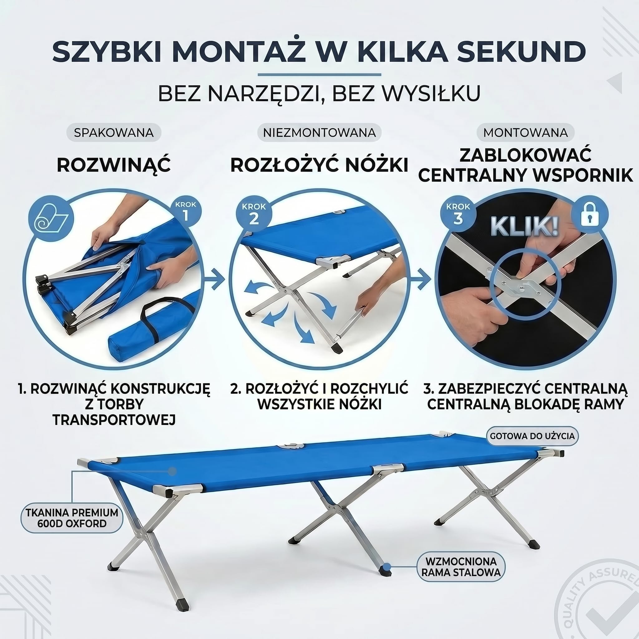 Składana Armia Aluminiowe Łóżko Obozowe - Składane Łóżko Kempingowe & Łóżko Gościnne
