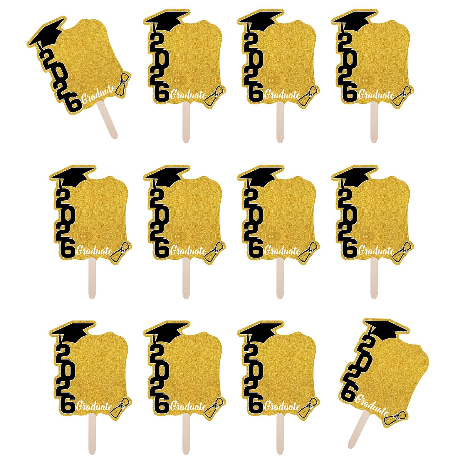 2026 Graduation Theme Fan Photo Frames 12Pieces Set Colorful Party Decorations and Props Celebration Backdrops Photo Booth Accessories