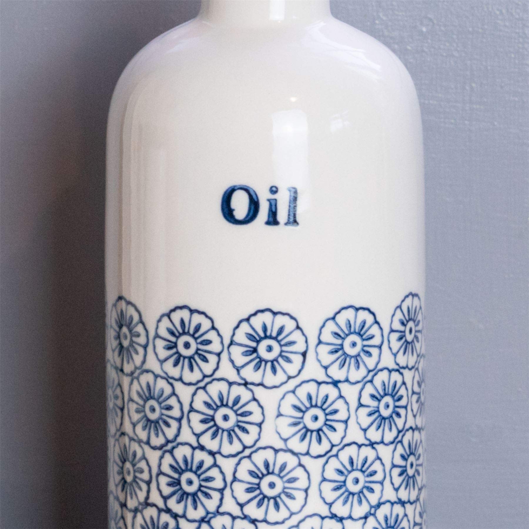 Ensemble 2 Bouteilles Distributeur Huile/Vinaigre Porcelaine 500ml - Motif Orange/Bleu