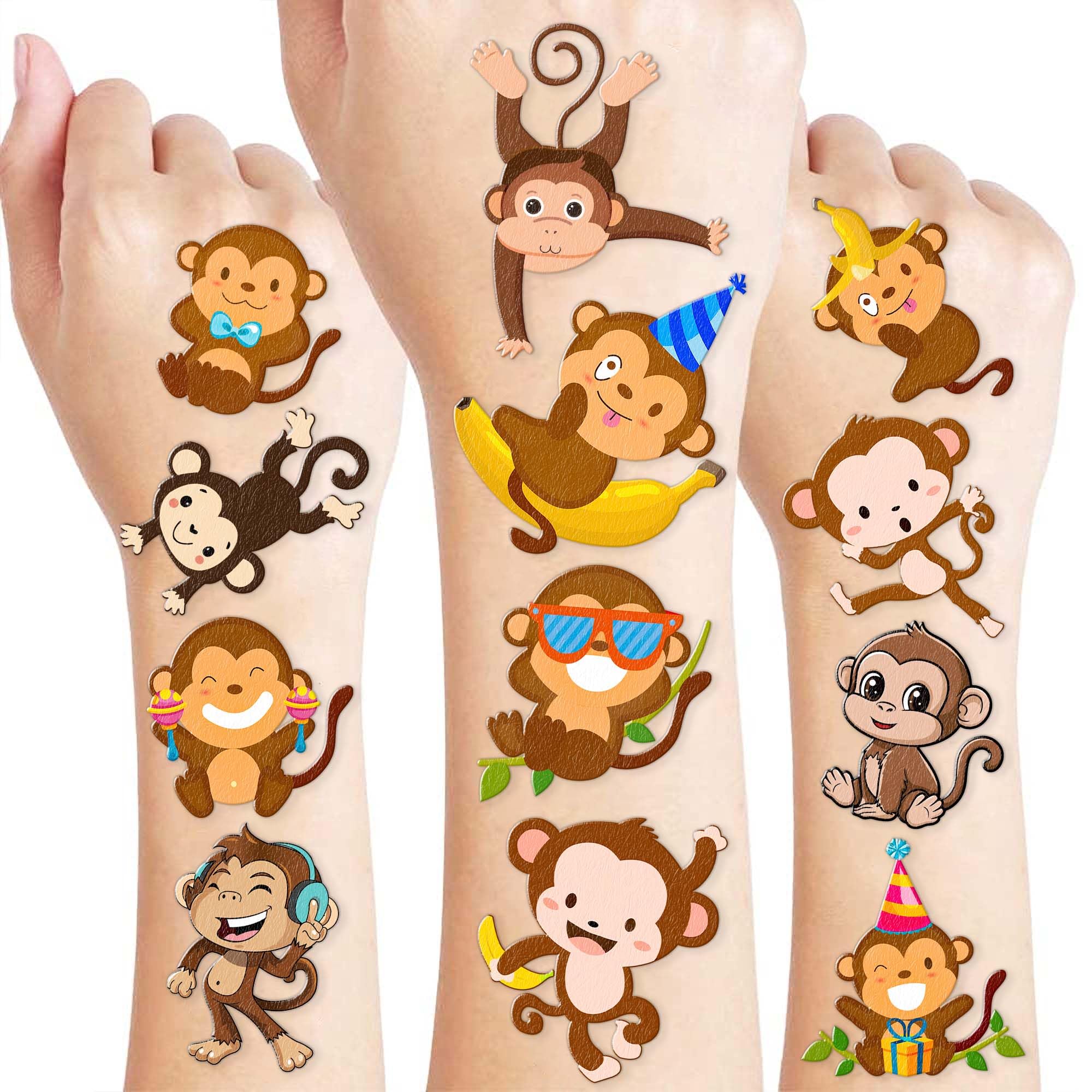 96PCS Little Monkey Temporary Tattoos for Kids