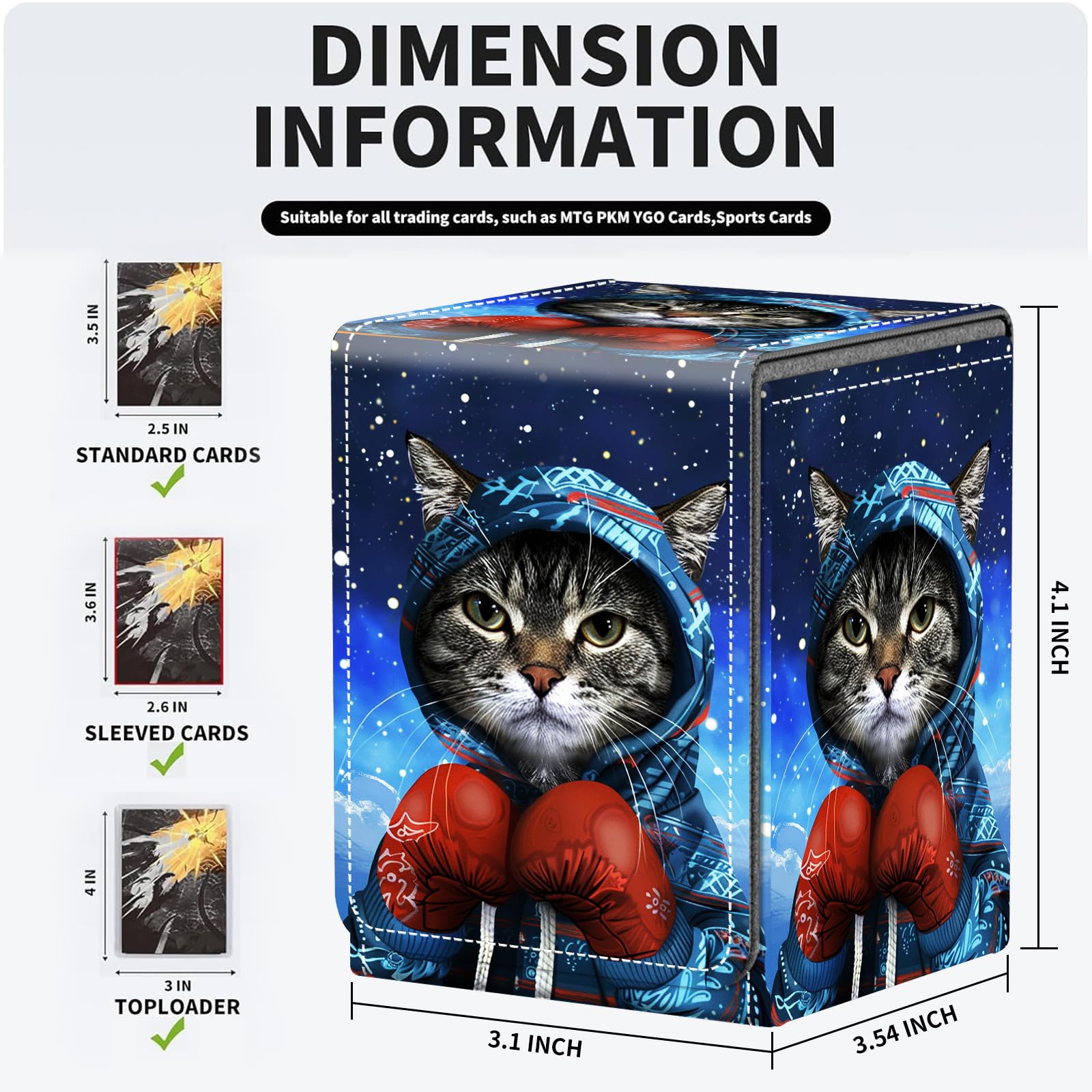 Caja Para Mazo Commander – Almacena Hasta 100 Cartas – Exterior De PU, Interior De Microfibra, Cierre Magnético, 7x7.9x10 Cm