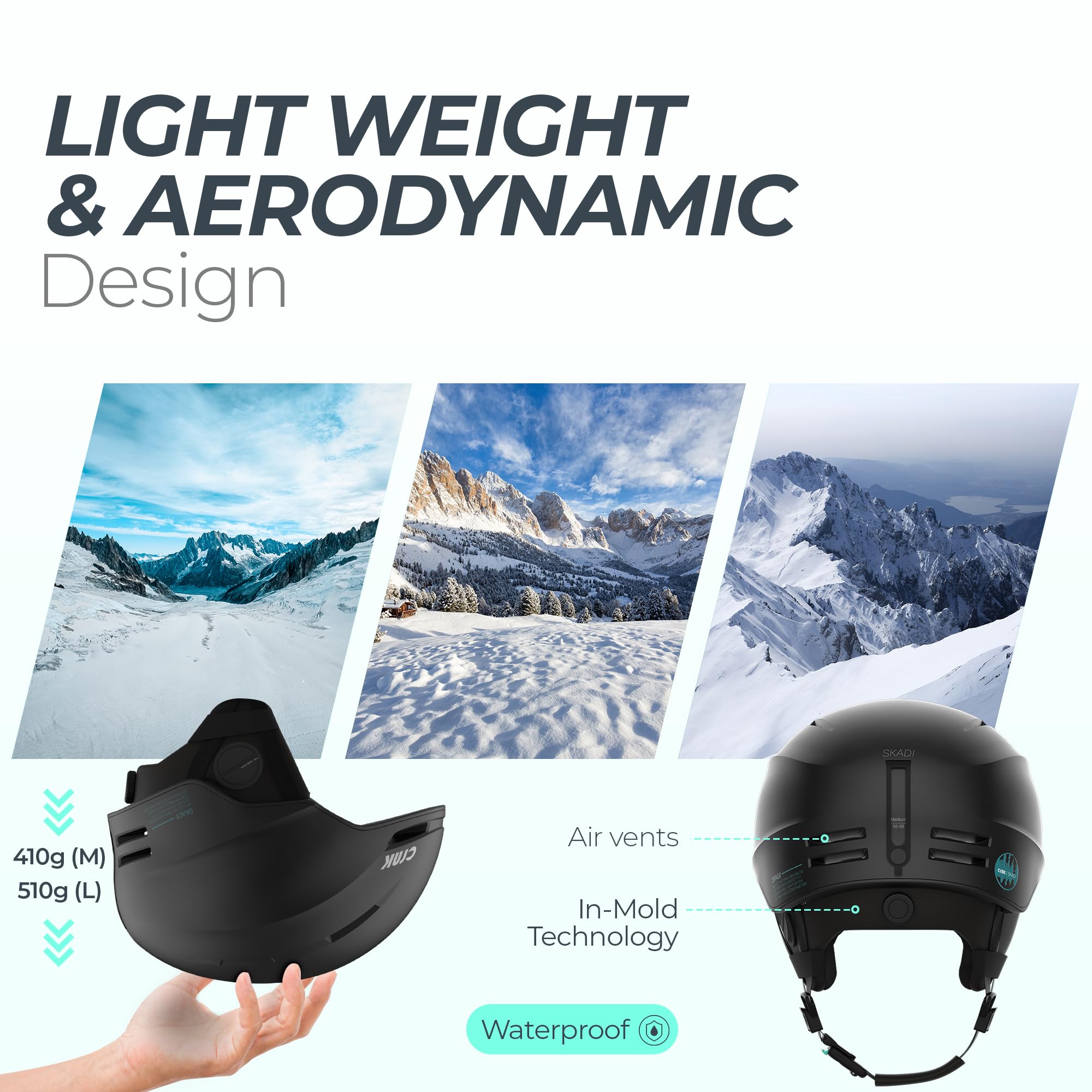 CRNK Skadi Alpha - Casco da sci Bluetooth unisex, con altoparlanti e microfono, colore: nero