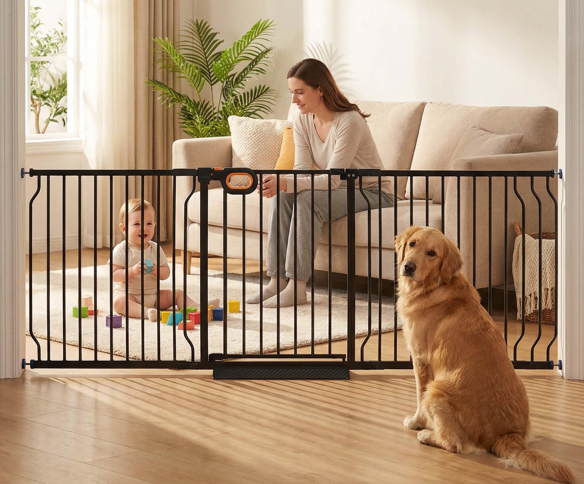 Photo 1 of 76.4-85.5 Inch Extra Wide Baby Gate Pressure Mounted for Stairs Doorways