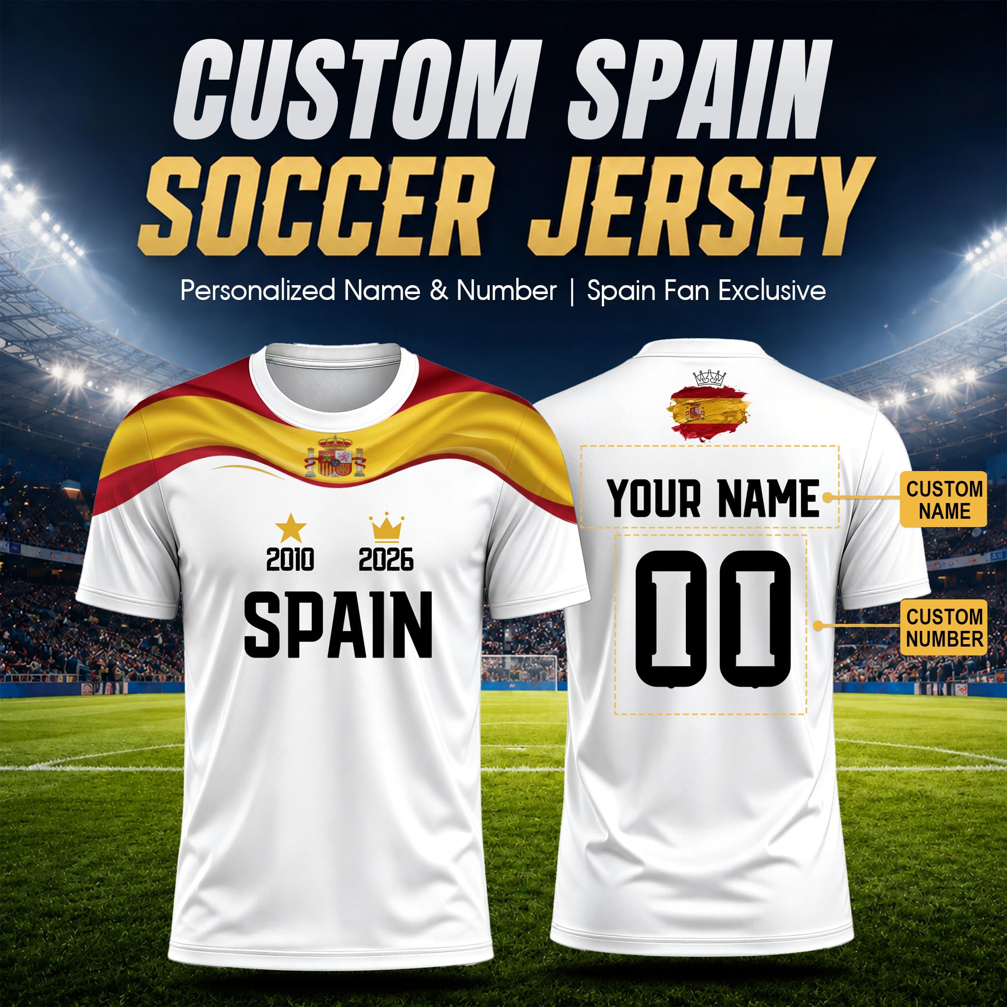 Genérico Mundial De 2026 Camiseta Futbol Personalizada, Camisetas De Futbol con Nombre y Número Personalizables para Adultos Niños,País Camisetas Años De Glorias y Expectación Ante 2026