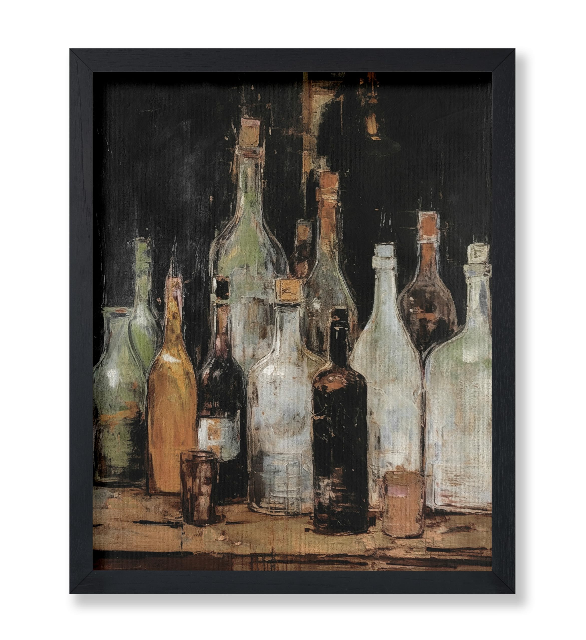 Poster Master Vintage Still-life Bottles Painting Poster - Wine Bottles Print - Alcohol Art - Gift for Men, Women & Bartender - Decor for Bar, Man