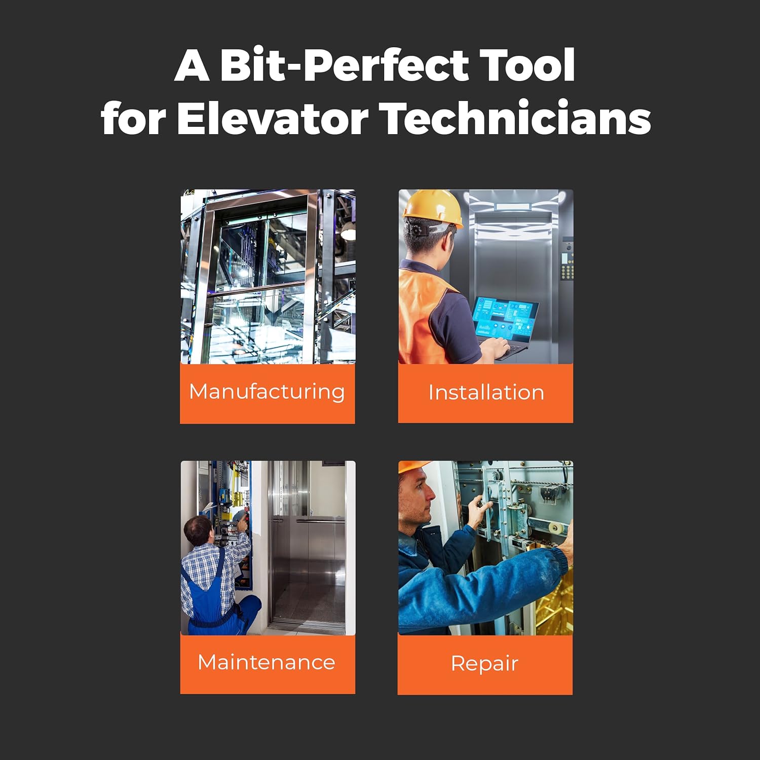 Megapro® Elevator Multi-Bit Screwdriver | Includes ¼” Hex Shaft |Phillips, Flat, Spanner, Torx Pin | Elevator Installation and Maintenance