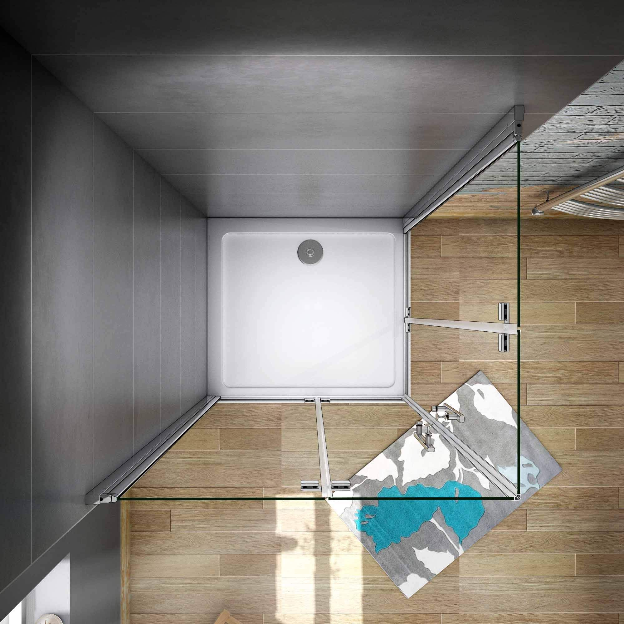 H.185cm Box Doccia Angolare 80x80cm 2 Porta Apertura Pieghevole Vetro 6mm