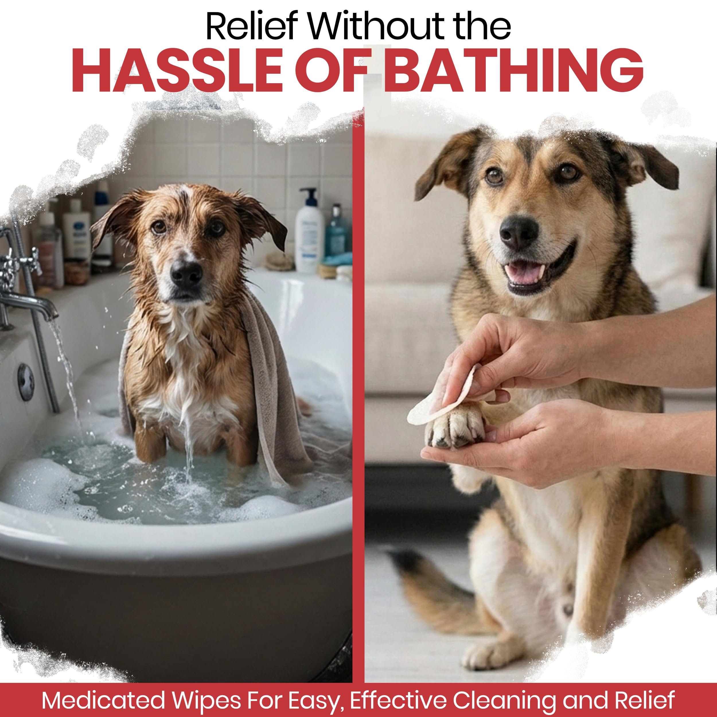 Lot de 100 lingettes antibactériennes pour pattes de chien – Lingettes antifongiques pour chiens | Contient 2 % de chlorhexidine et 1 % de kétoconazole – Bon pour toutes les races – Fabriqué aux États-Unis