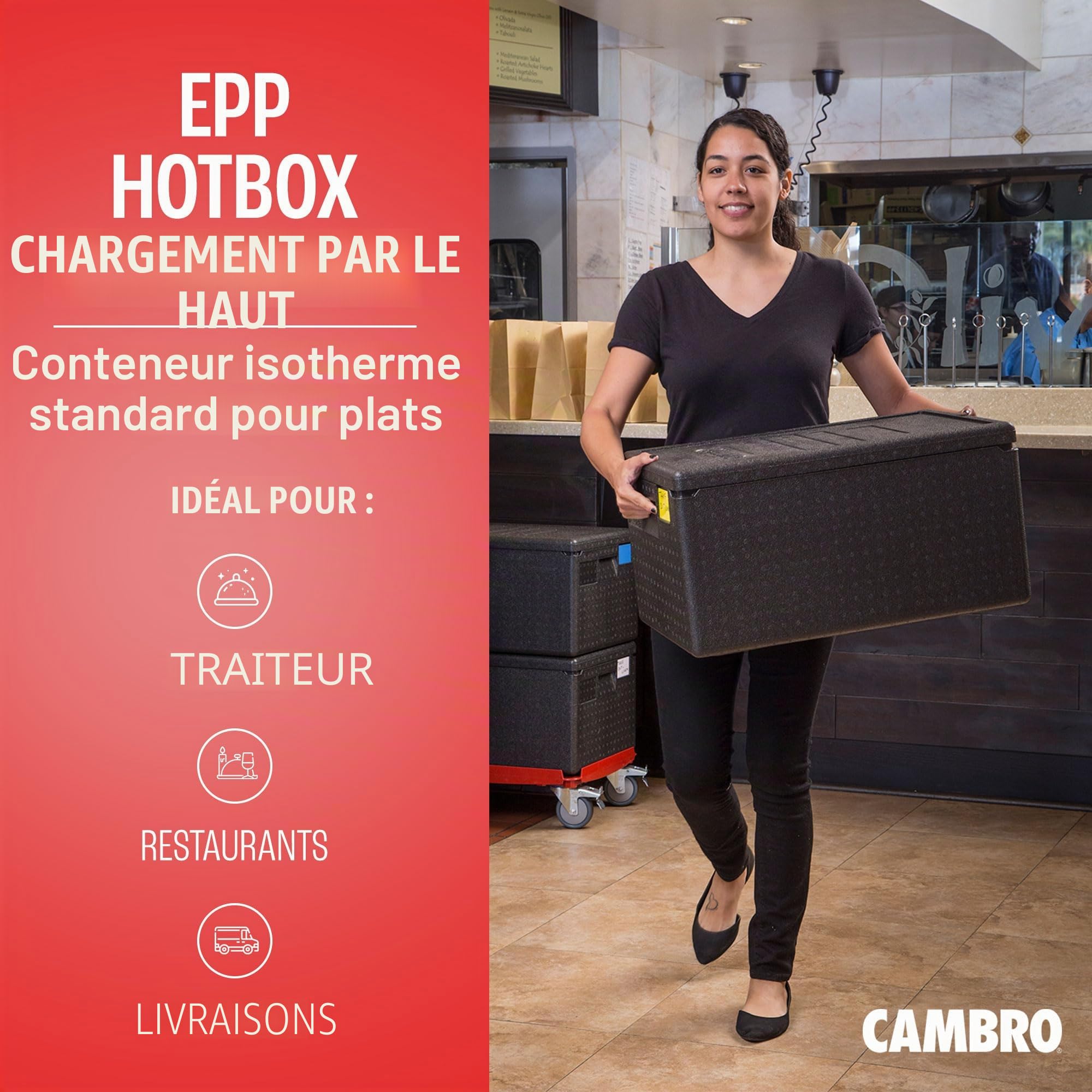 Cambro EPP180110 Caméra GoBox avec chargement par le haut, 1/1 GN, 20 cm, 46 L, noir