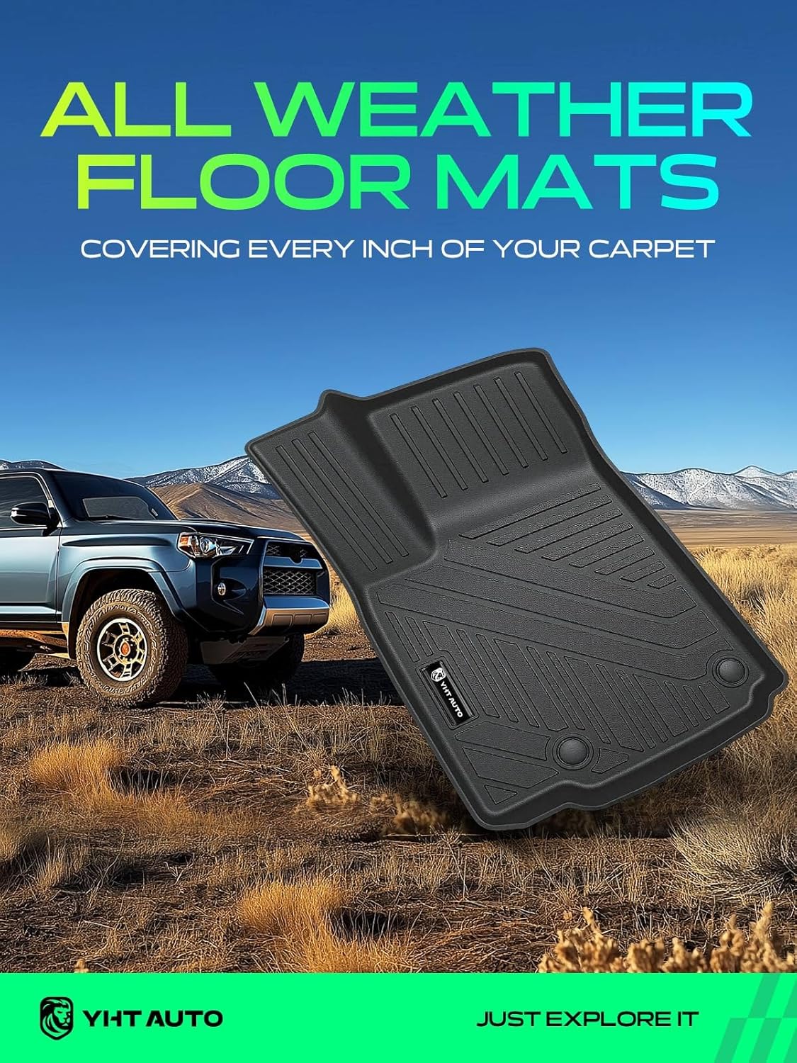 YHTAUTO Floor Mats & Cargo Mat Compatible with Jeep Grand Cherokee L WL 2021-2025 (7 Seat), TPE All Weather Car Mats Waterproof Anti-Slip Floor Liner, 1st & 2nd & 3rd Row & Trunk Mat, Set of 5