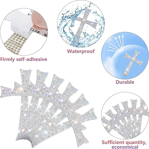 Miniatura 3 de 6 calcomanías plateadas para automóvil, impermeables, con diamantes de imitación con respaldo autoadhesivo para decoración, ventana de parachoques,