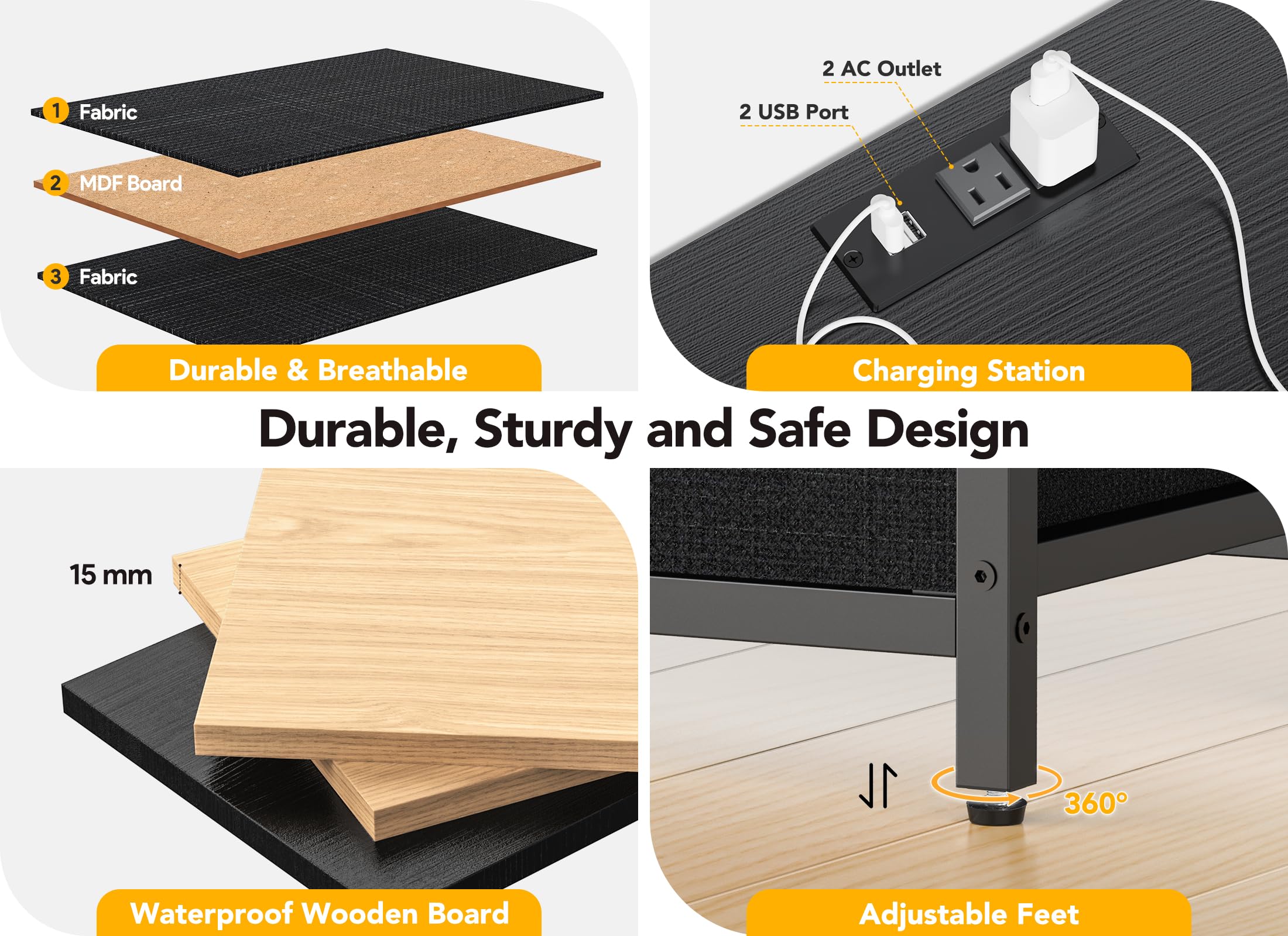 Decofy Dresser for Bedroom with LED Lights and Power Outlets, 8 Drawers TV Stand Dresser for 65 Inch TV, Fabric Chest of Drawers with Open Shelves,  Dressers for Bedroom, Closet