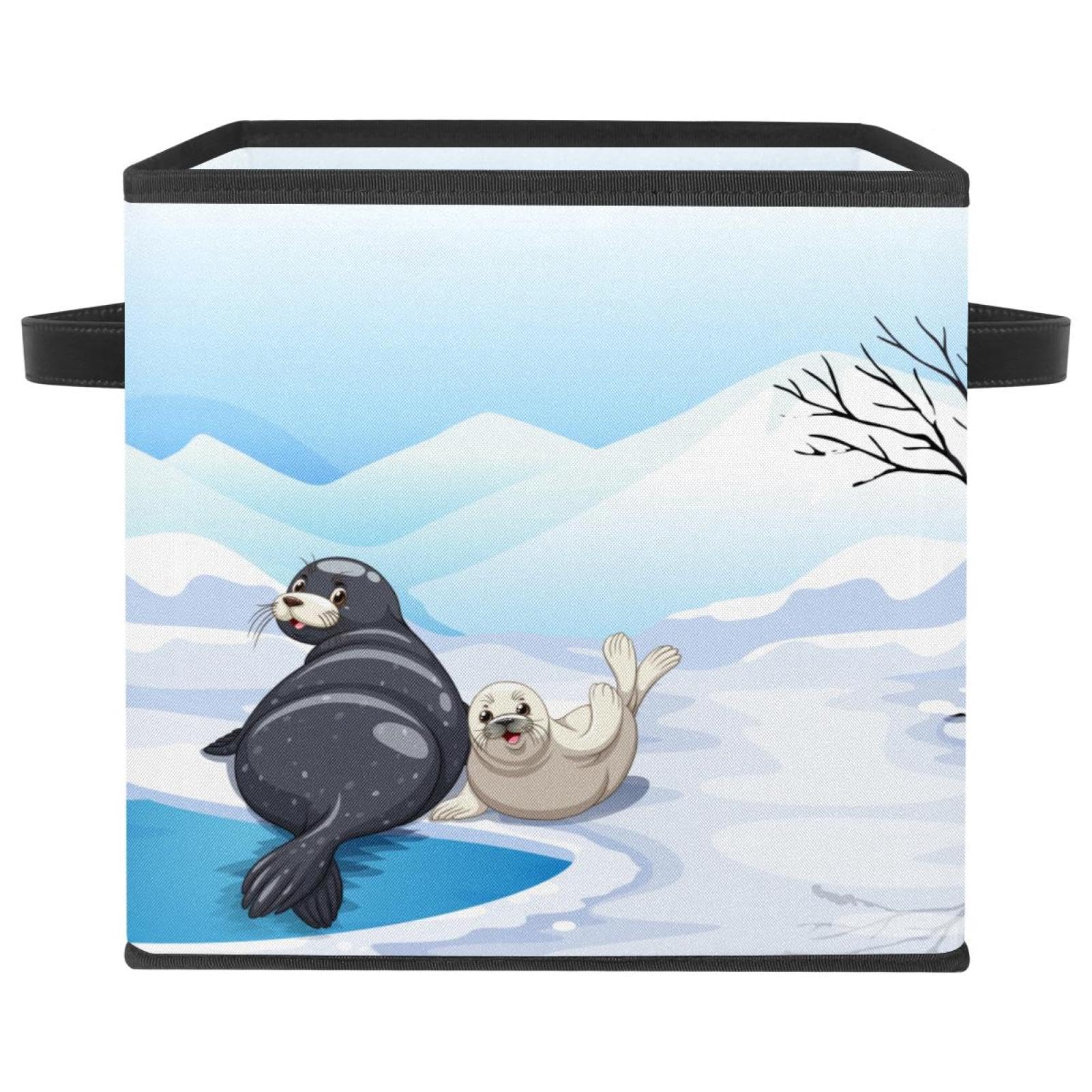 Boîte de rangement cube en tissu pliable avec poignées solides