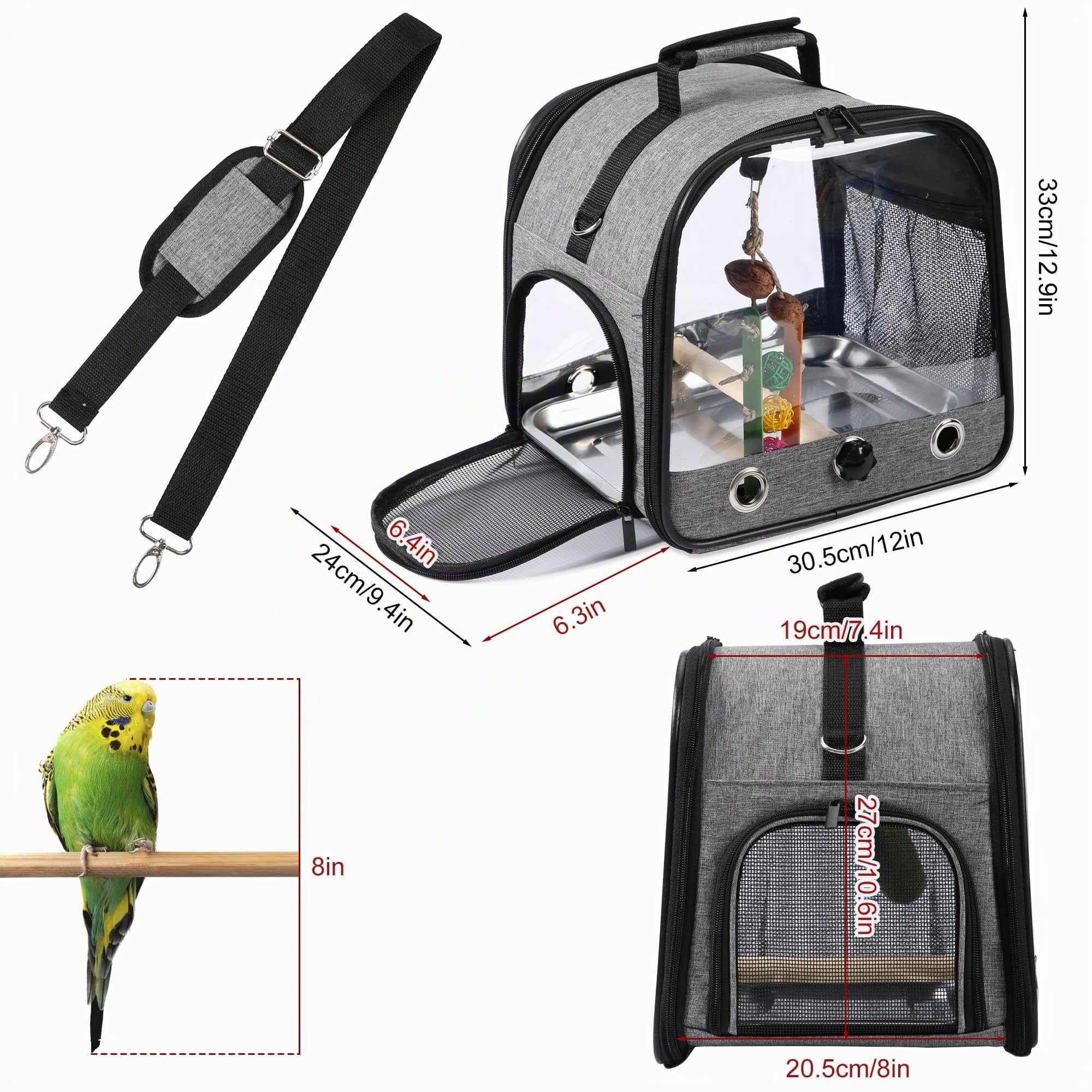 Transportbehälter für Vögel, Vogel transportbox, Vogelkäfig Wellensittich, tragbare Vogelträger Reisetasche, Transparent atmungsaktiver Reisekäfig für Haustiere